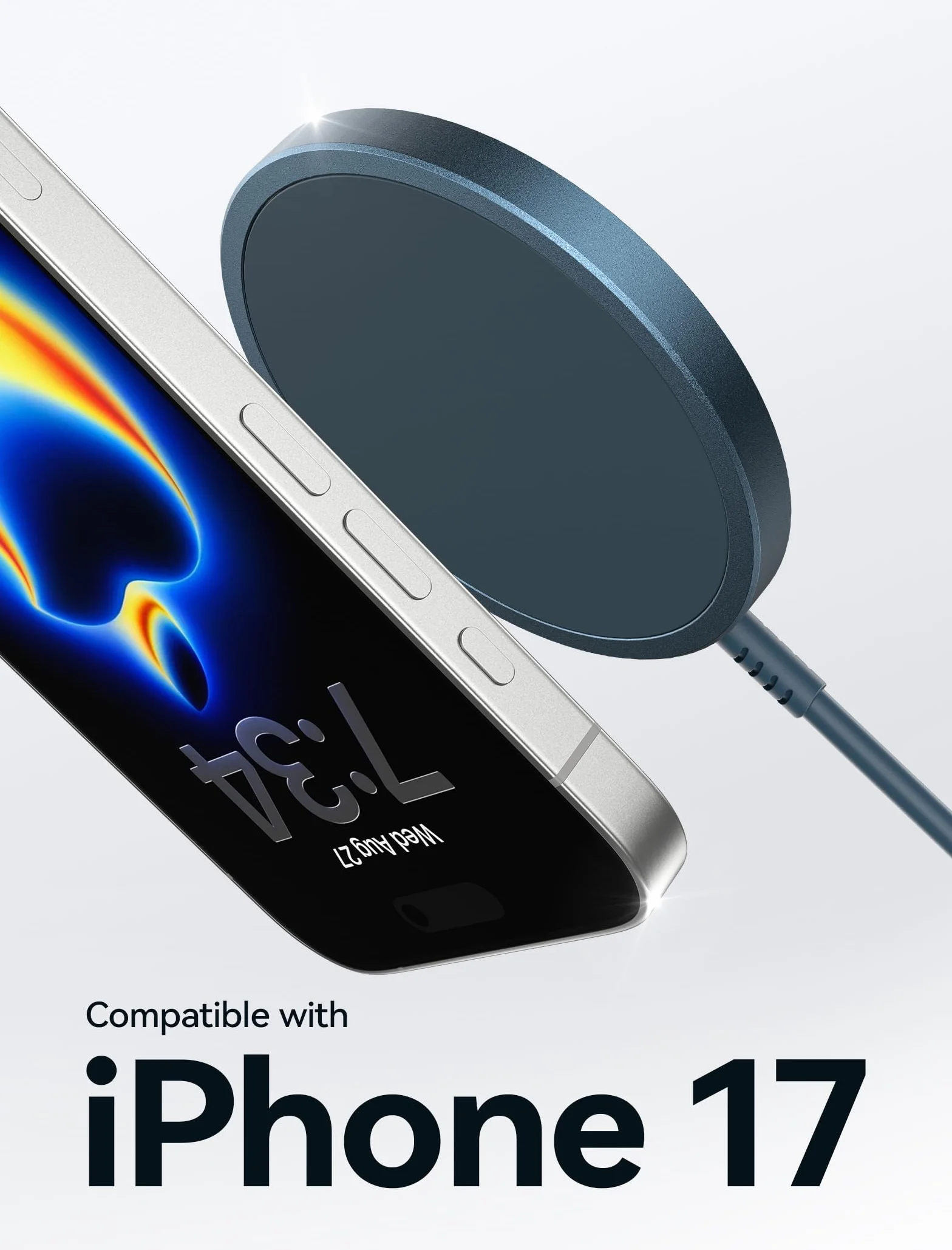 JSAUX Mag-Safe ładowarka 15 W, szybka bezprzewodowa ładowarka magnetyczna kompatybilna z MagSafe iPhone 15/15 Pro/15 Pro Max 14 Plus/iPhone 14 Pro Max/iPhone 13 Pro Max/13 Mini Airpods Pro Niebieski