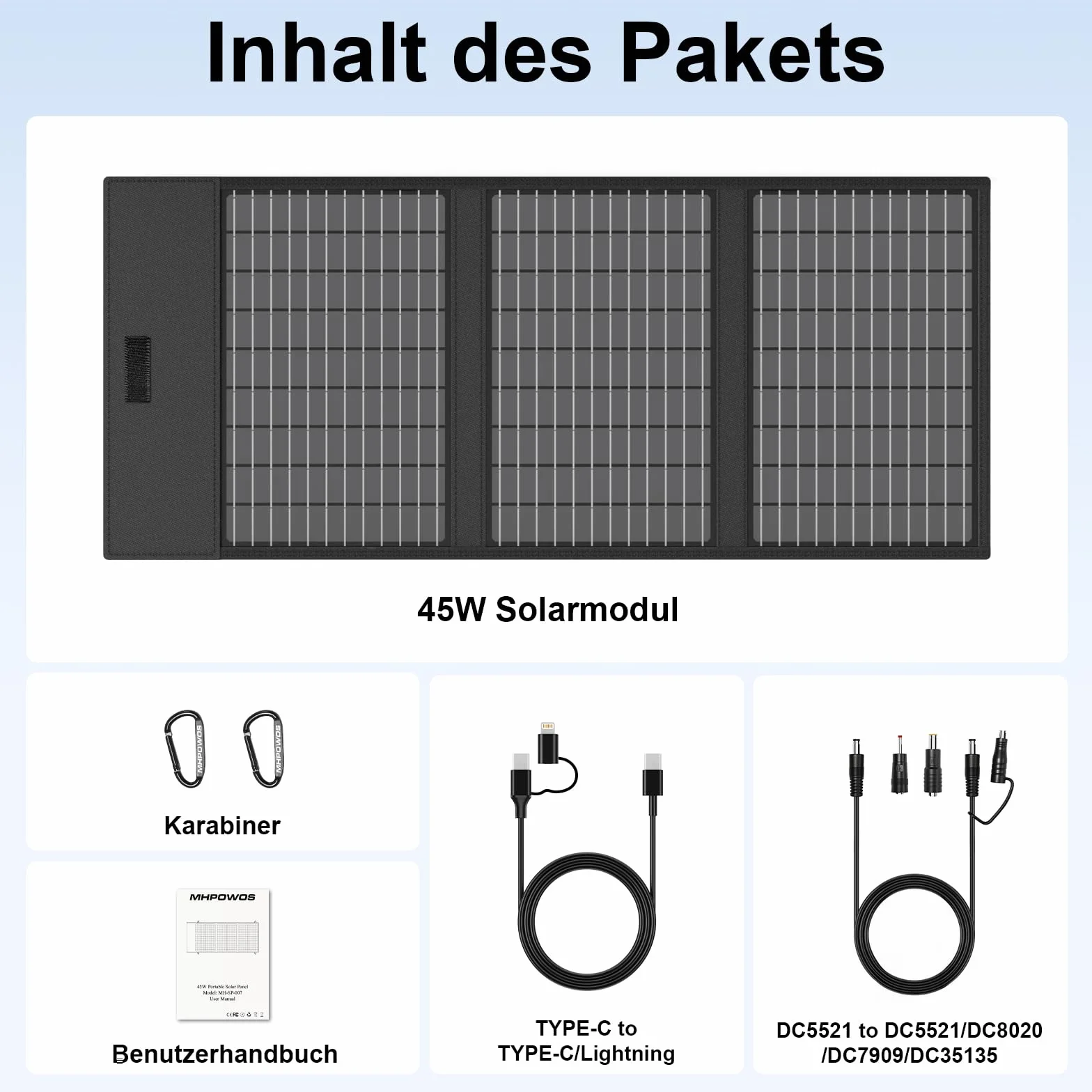 Składany panel słoneczny, 45 W, ładowarka słoneczna, moduł solarny