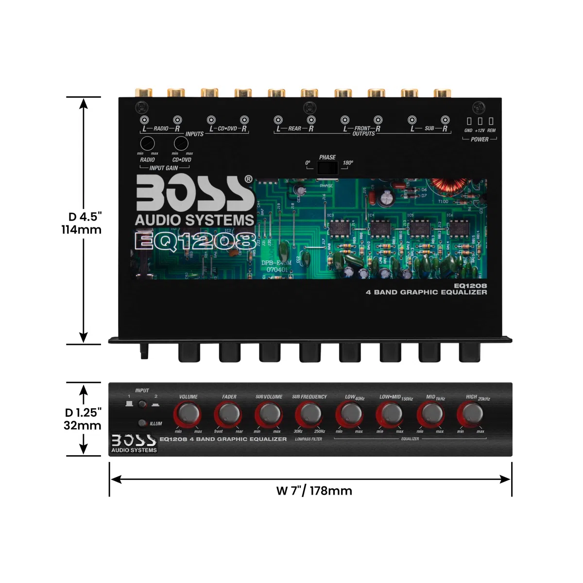 Boss Audio EQ1208 4-pasmowy wzmacniany korektor ze sterowaniem subwooferem