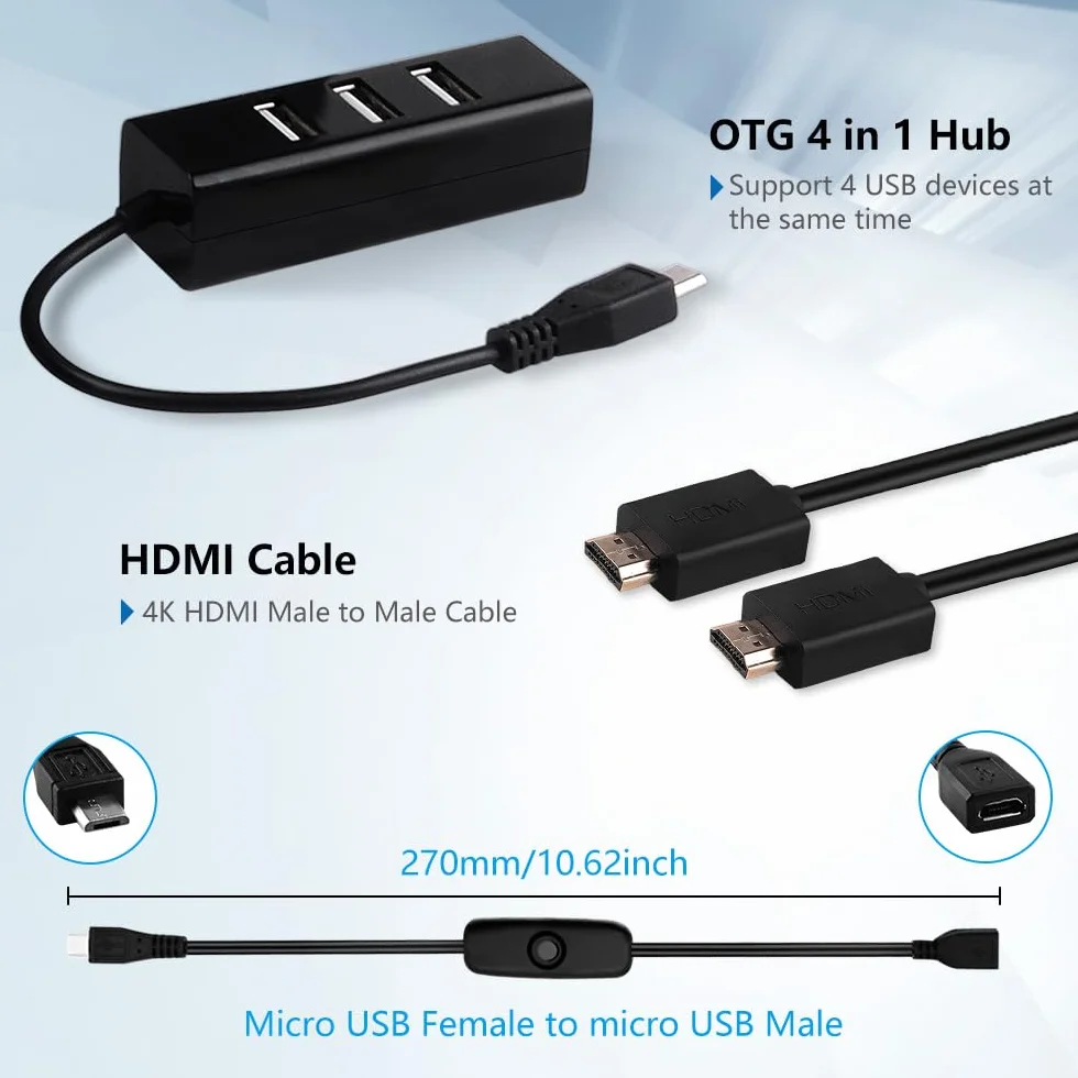 GeeekPi Zestaw startowy dla Raspberry Pi Zero W, z obudową RPi Zero W, karta SD 64GB, zasilacz, nagłówek 20Pin, adapter Micro USB do OTG, kabel HDMI, adapter HDMI, kabel przełącznik i 4 porty USB Hub