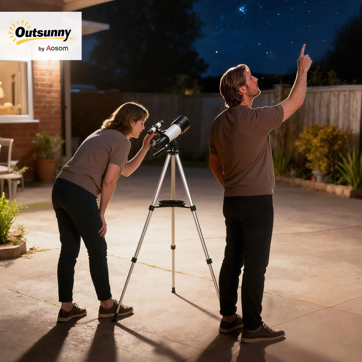 Outsunny Teleskop do astronomii, dla początkujących, dorosłych, 70 mm, Aperture 400 mm, AZ Mount, refraktor astronomiczny, teleskop dla początkujących, ze statywem, torbą, teleskopem podróżnym