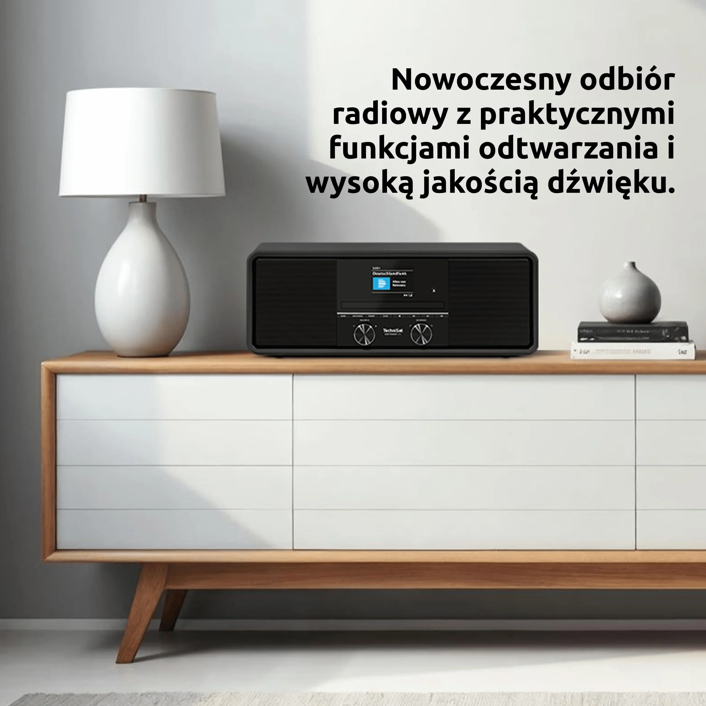TechniSat DIGITRADIO 330 – radio stereo DAB+ FM z odtwarzaczem CD (Bluetooth 5.3, odtwarzanie MP3 z USB i funkcja ładowania, kolorowy wyświetlacz 2,4", budzik radiowy, pilot) czarne