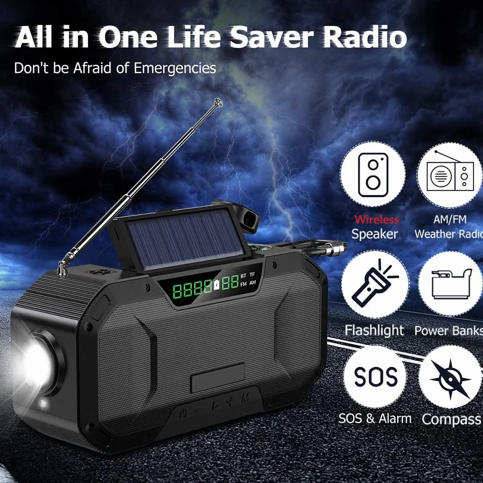 nd Up Solar R, korba ręczna i zasilany energią słoneczną DAB R th USB Ph Charr, solarna korba ręczna R th 5000 mAh zasilanie bateryjne, szmaragdowe zastosowanie do kamer, wędrówek