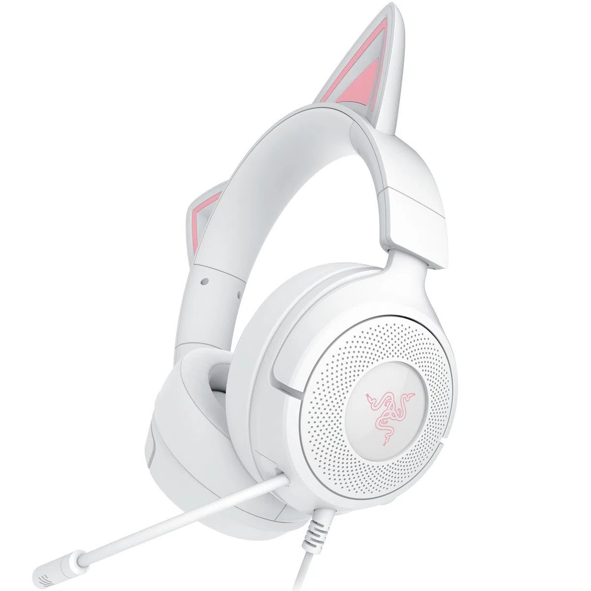 Razer Kraken Kitty V3 X - przewodowy zestaw słuchawkowy Kitty do gier - kultowe uszy Kitty - lekki, waży tylko 270g - mikrofon HyperClear Cardioid - przetworniki TriForce 40mm | Biały