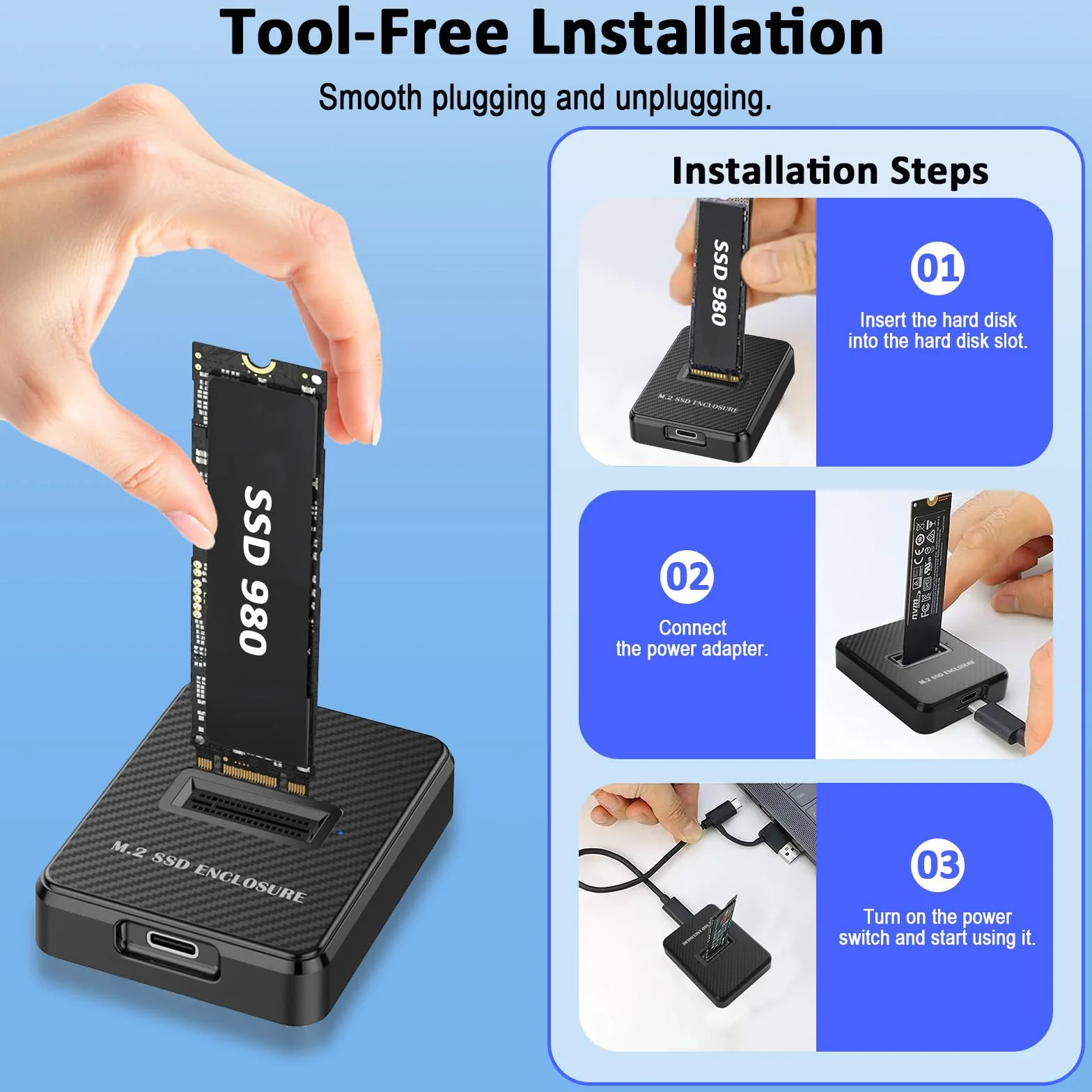 Stacja dokująca M.2 NVMe i SATA na USB C, adapter M.2 na USB C, zewnętrzny czytnik kart SSD 10 Gb/s, kompatybilny z kluczem M, kluczem B+M, do SSD 2280 2260 2242 2230