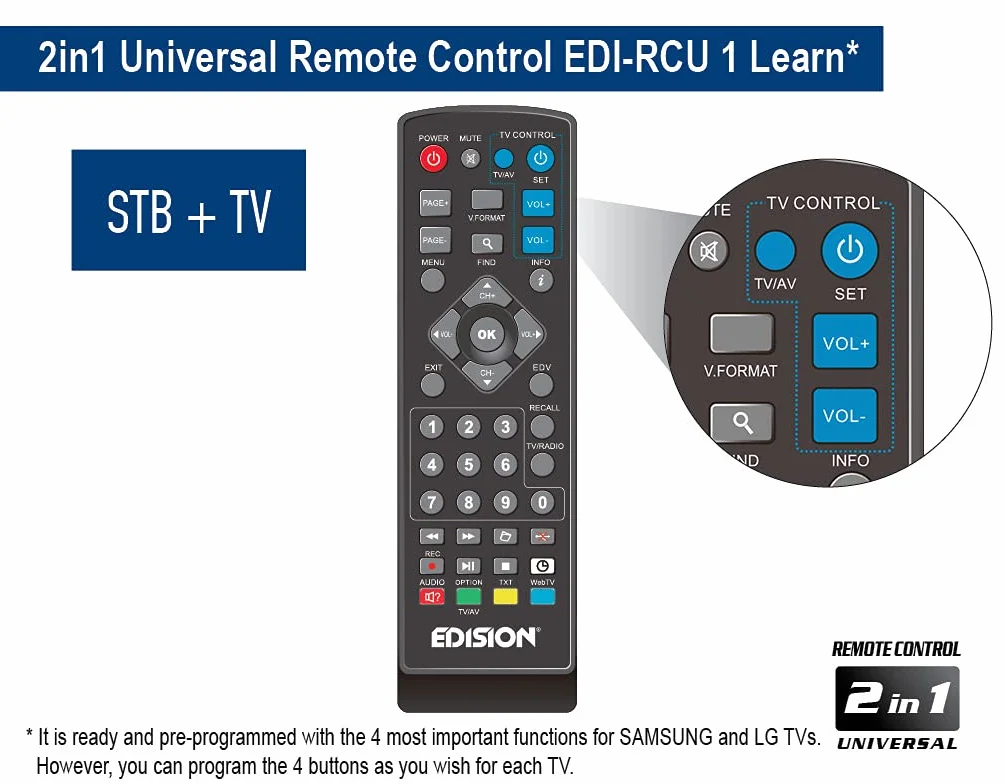 Odbiornik DVB-T2/C H.265 FTA Full HD PVR USB HDMI EDISION PICCO T265+