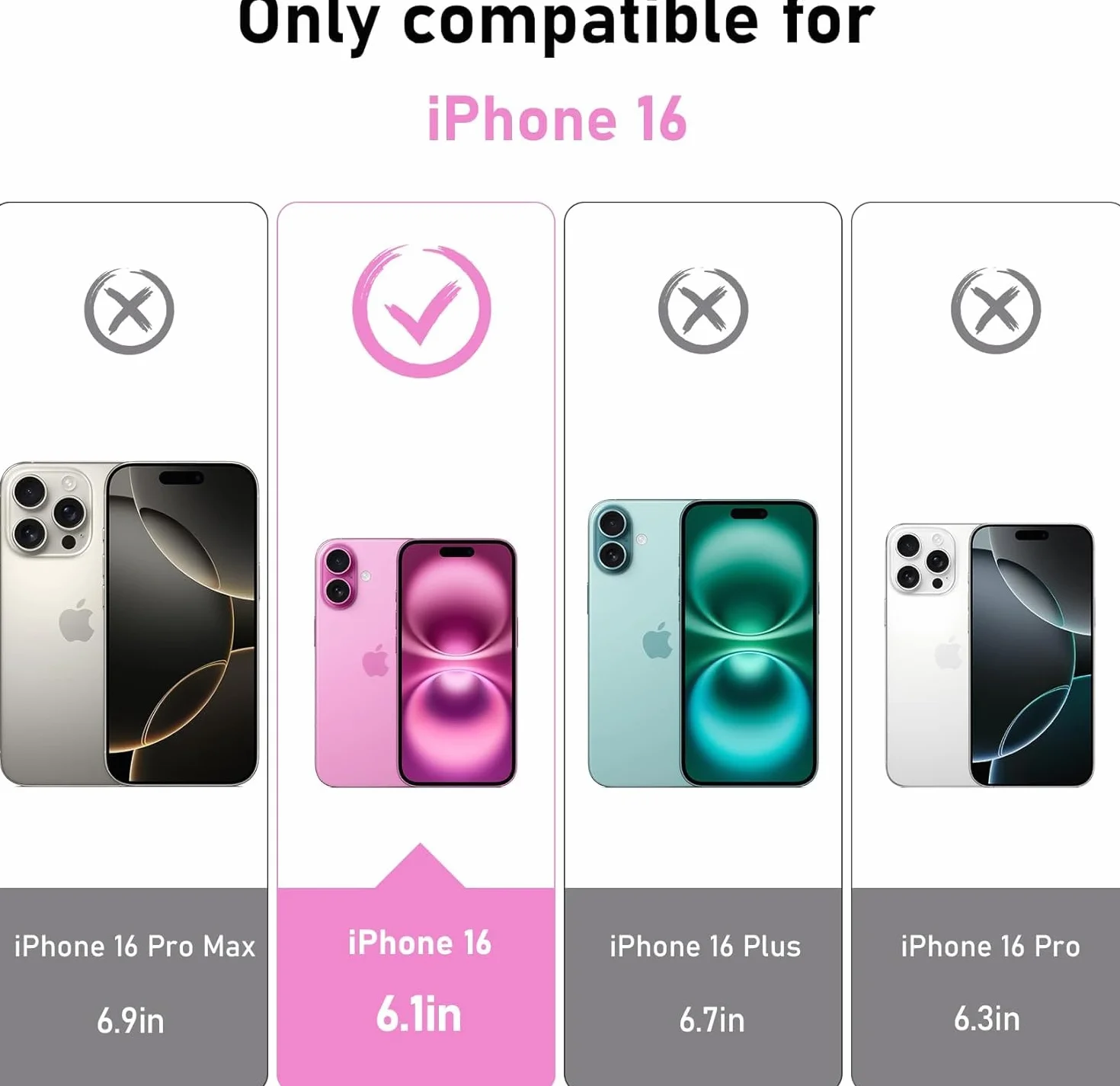 XTCASE Etui na iPhone 16 z paskiem, przezroczyste silikonowe etui na iPhone 16 z łańcuszkiem, odporne na uderzenia - sznurek z etui do zawieszenia w kolorze czarnym