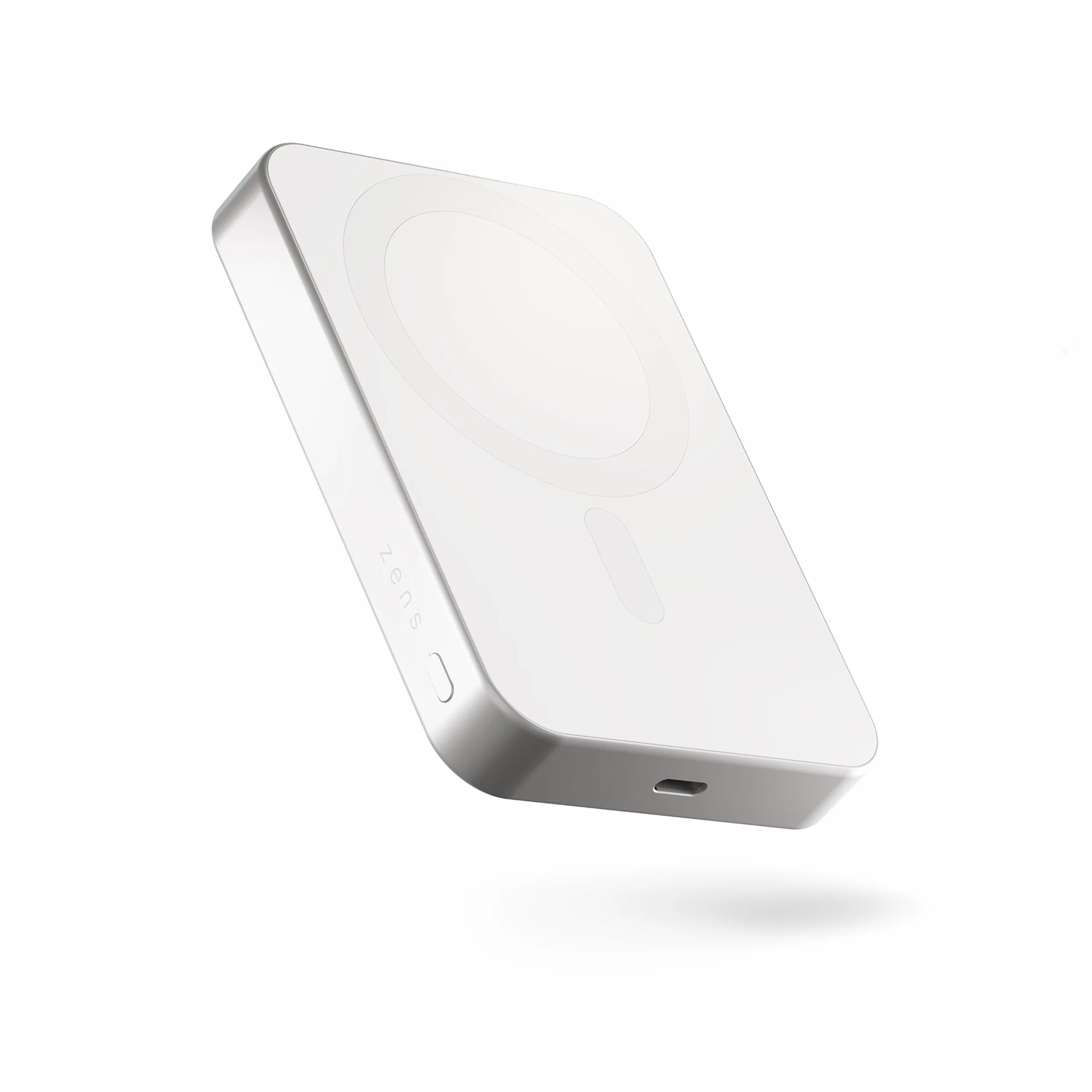 Zens Slim Aluminium Power Bank Qi2 10k mAh, bezprzewodowa ładowarka MagSafe o mocy 15 W do telefonów iPhone Air/17/16/15/14/13/12 i słuchawek AirPods, zawiera 30 cm USB C-C kabel, Biały