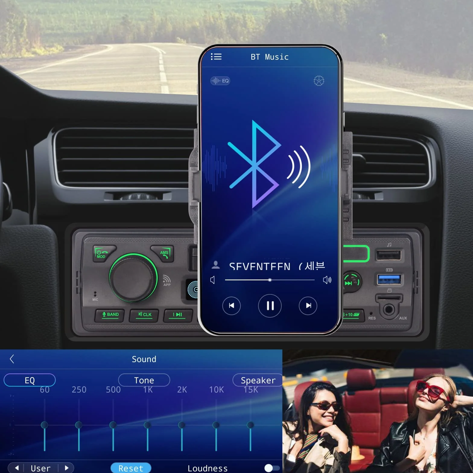 Samochód stereo z singlem Bluetooth Single Din with App Control MP3 Odtwarzacz obsługuje połączenia bezpłatne/USB/FM/AM/TF/Aux-in/EQ, odbiorniki radiowe samochodowe z uchwytem telefonu Zewnętrzne mikrofon SWC