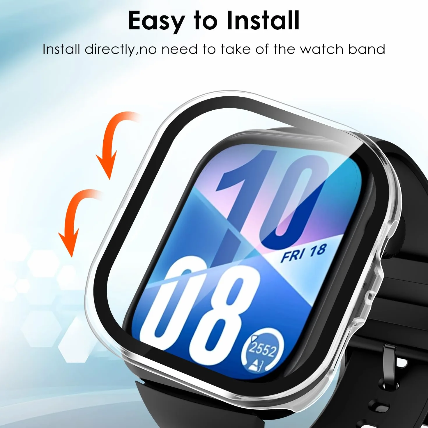 ivoler Twarde etui z poliwęglanu (PC) ze szklaną ochroną wyświetlacza do Huawei Watch Fit 4, pełne pokrycie, odporne na uderzenia, ultracienkie, HD przezroczyste, odporne na zarysowania, 2