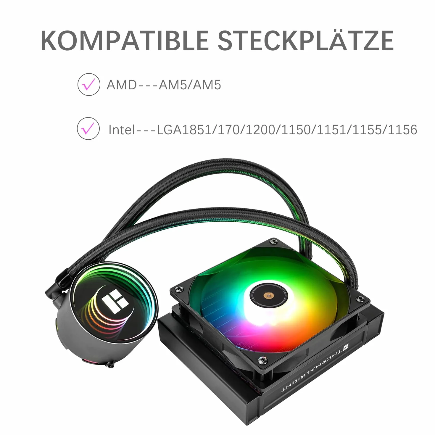 TR-Thermalright Frozen Notte 120 ARGB Czarny Chłodzenie CPU w postaci płynu - Efekt nieskończonego zwierciadła, 120mm Aio-chłodzenie, Wentylator PWM-2000RM, dla AMD AM4/AM5, Intel LGA1851/1700/115x