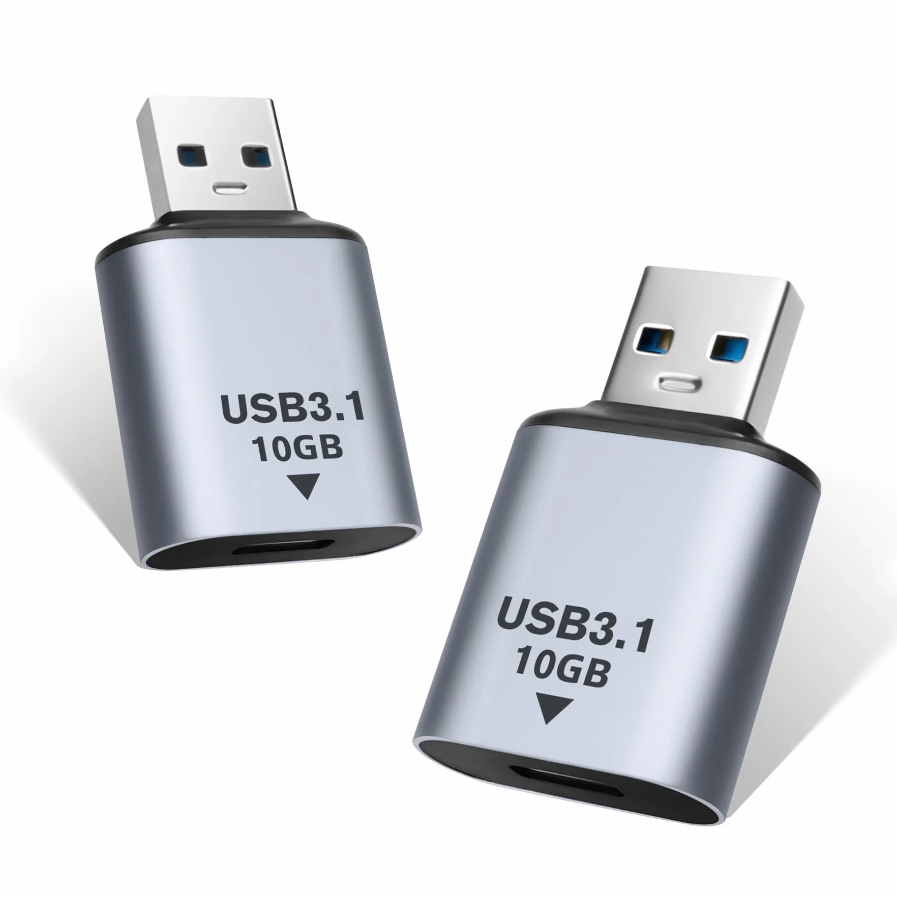 Adapter USB C na USB 10 Gb/s, USB 3.1 męski na USB C żeński, konwerter OTG, przedłużacz kompatybilny z ładowarką USB-A, PC, laptopem, USB samochodowym (zestaw 2 sztuk)