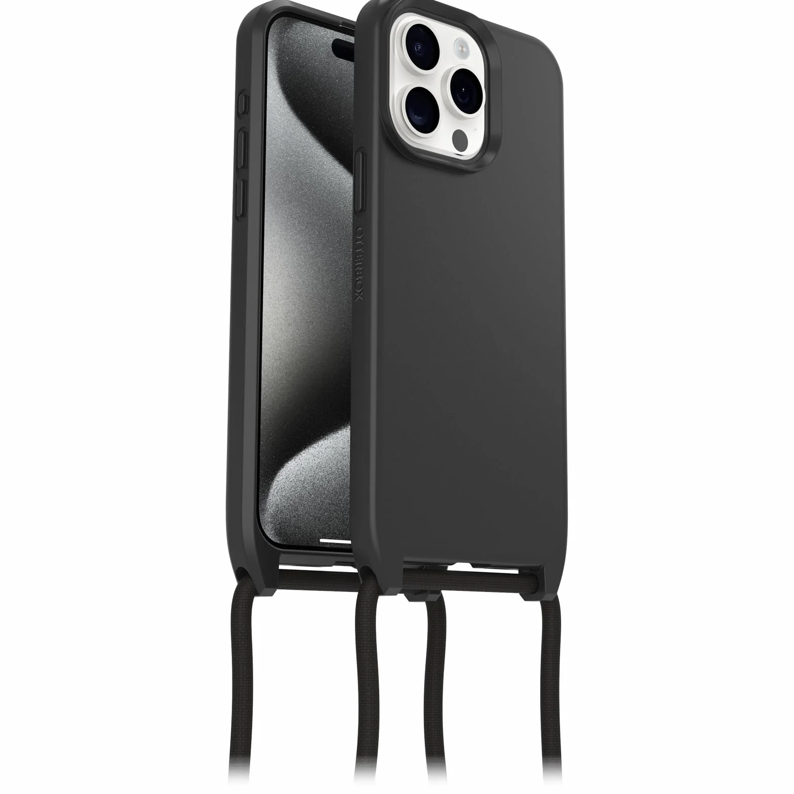 OtterBox React etui z MagSafe na iPhone 15 Pro Max, ultracienkie, z regulowanym paskiem na szyję, czarne