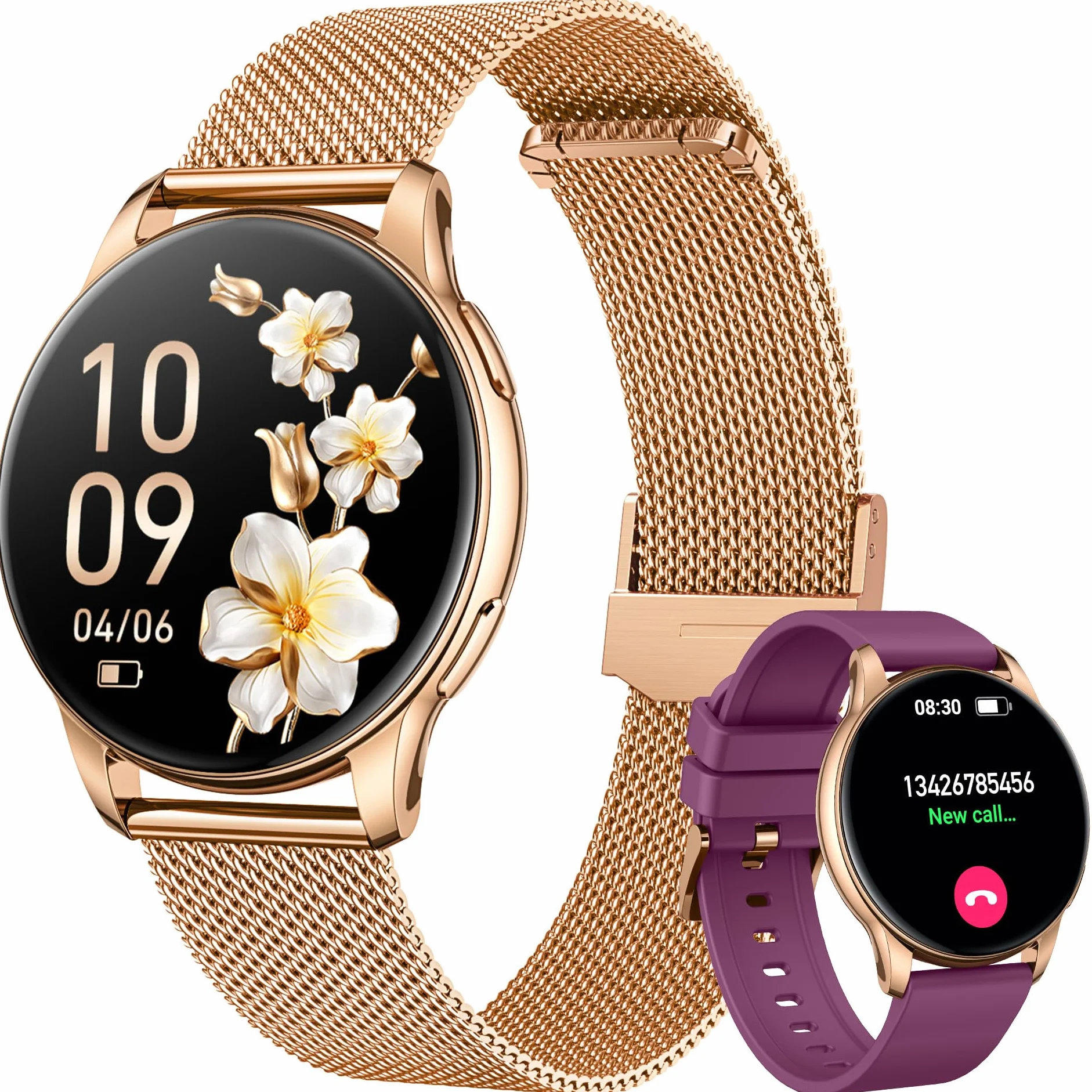 Smartwatch damski z funkcją telefonu, zegarek fitness, zegarek na rękę: 1,32" AMOLED Smart Watch z pulsometrem, monitorowaniem snu, licznikiem kalorii, zegarek sportowy IP68, wodoszczelny, zegarek