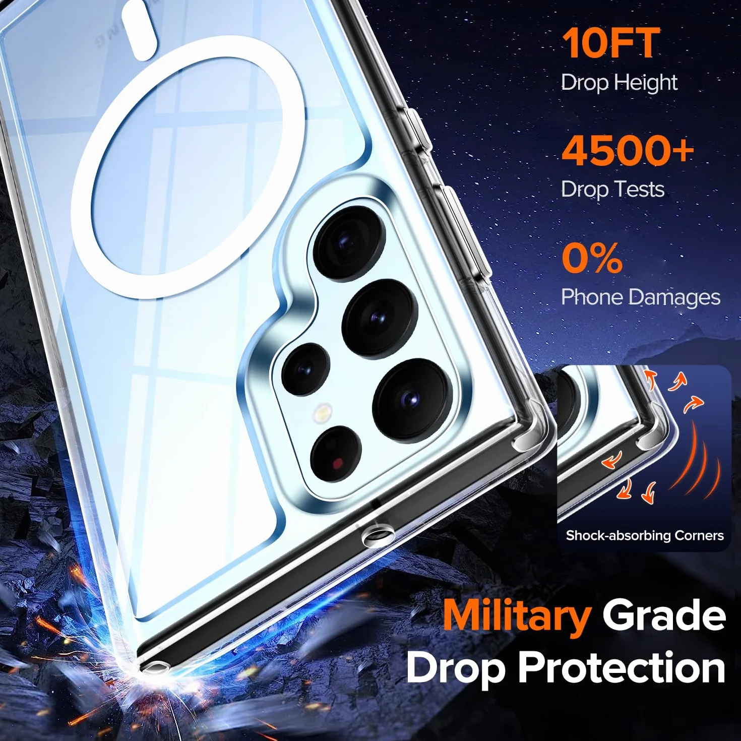 iVoler Przezroczyste magnetyczne etui do Samsung Galaxy S23 Ultra 5G, kompatybilne z MagSafe, [przeciw żółknięciu] [Odporny na wstrząsy wojskowy] Przezroczysty cienki pokrowiec odporny na zarysowania