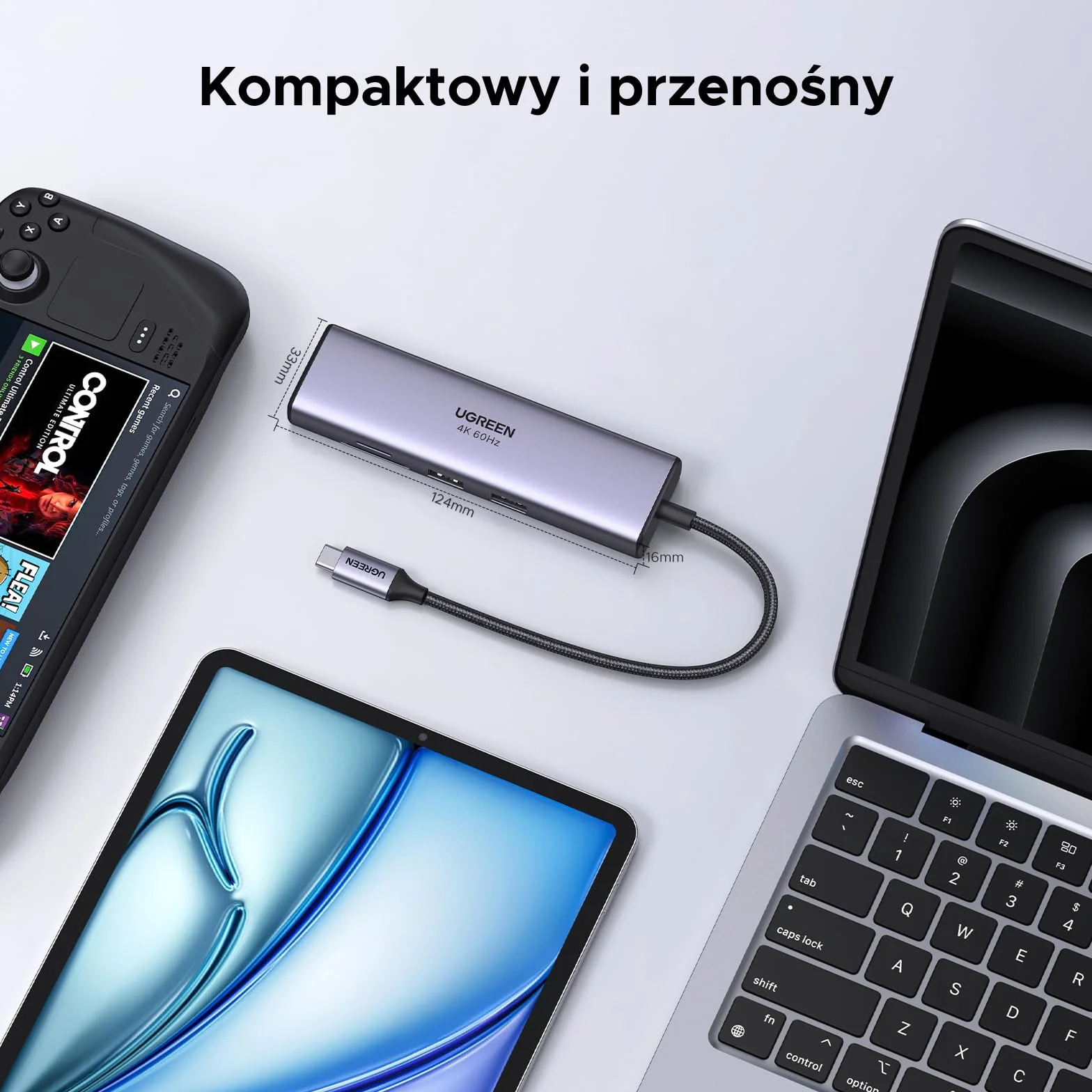 UGREEN USB C Hub 7 w 1 Ethernet Dock z 4K 60Hz HDMI LAN RJ45 PD 100W SD/MicroSD 2 USB 3.0 z MacBook Pro/Air, iPad Pro, Surface, iMac, Galaxy S23, XPS 13 Book usw.