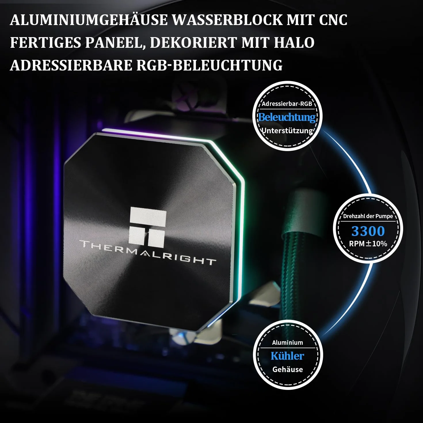 Thermalright Frozen Edge 360 Black Chłodnica wodna procesora PWM 3300 RPM S-FDB AMD AM4/AM5 Intel LGA1150/1155/1200/1700/2011