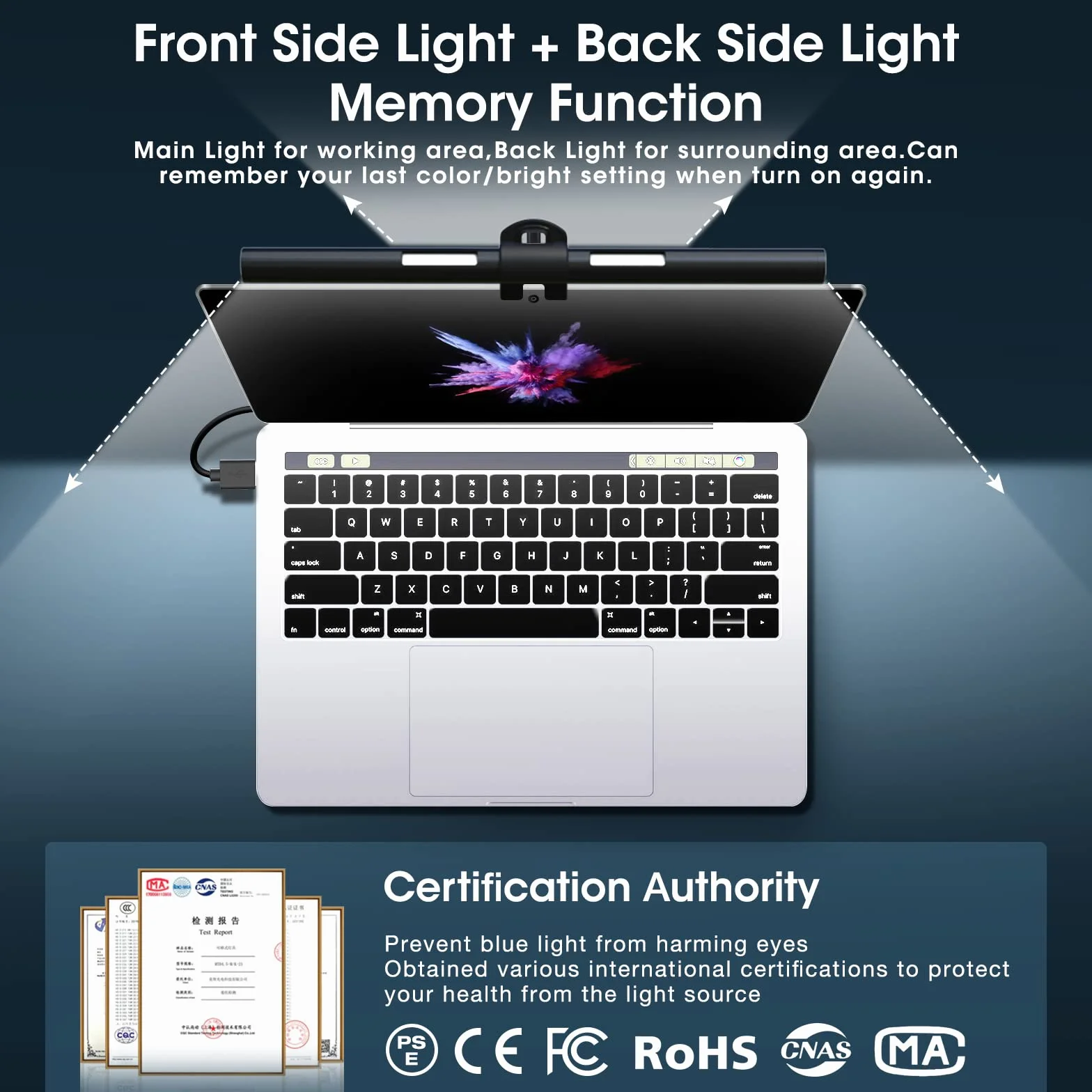 OOWOLF Lampa do Monitora 33 cm Podwójne Światło USB Ściemnialna Funkcja Pamięci 3 Temperatury Barwowe