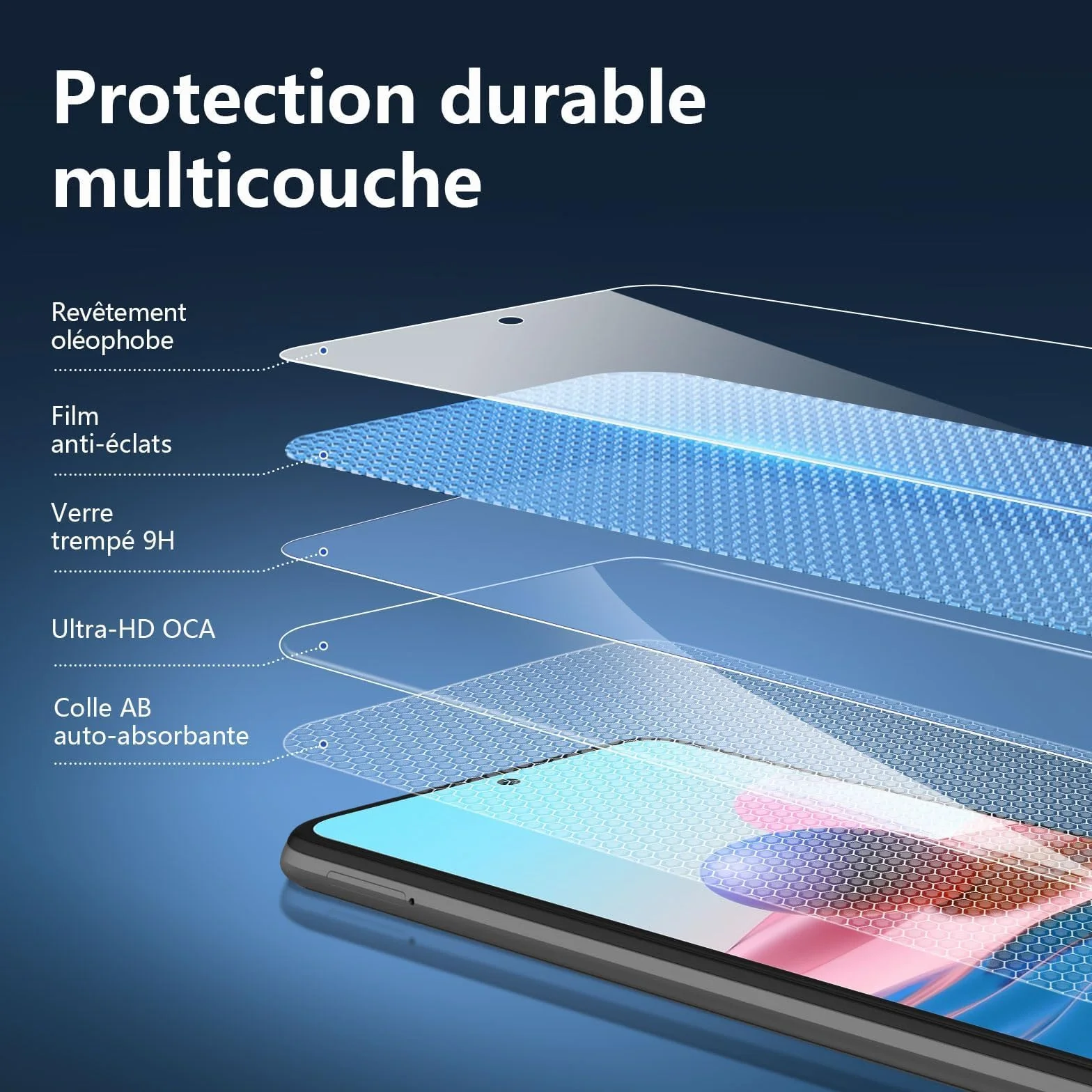 NEW'C Zestaw 3 sztuk szkła hartowanego do Xiaomi Redmi Note 10 Pro, 10 Pro Max 4G, folia ochronna na ekran, odporna na zarysowania, bez pęcherzyków powietrza, bardzo wytrzymała (0,33 mm HD Ultra