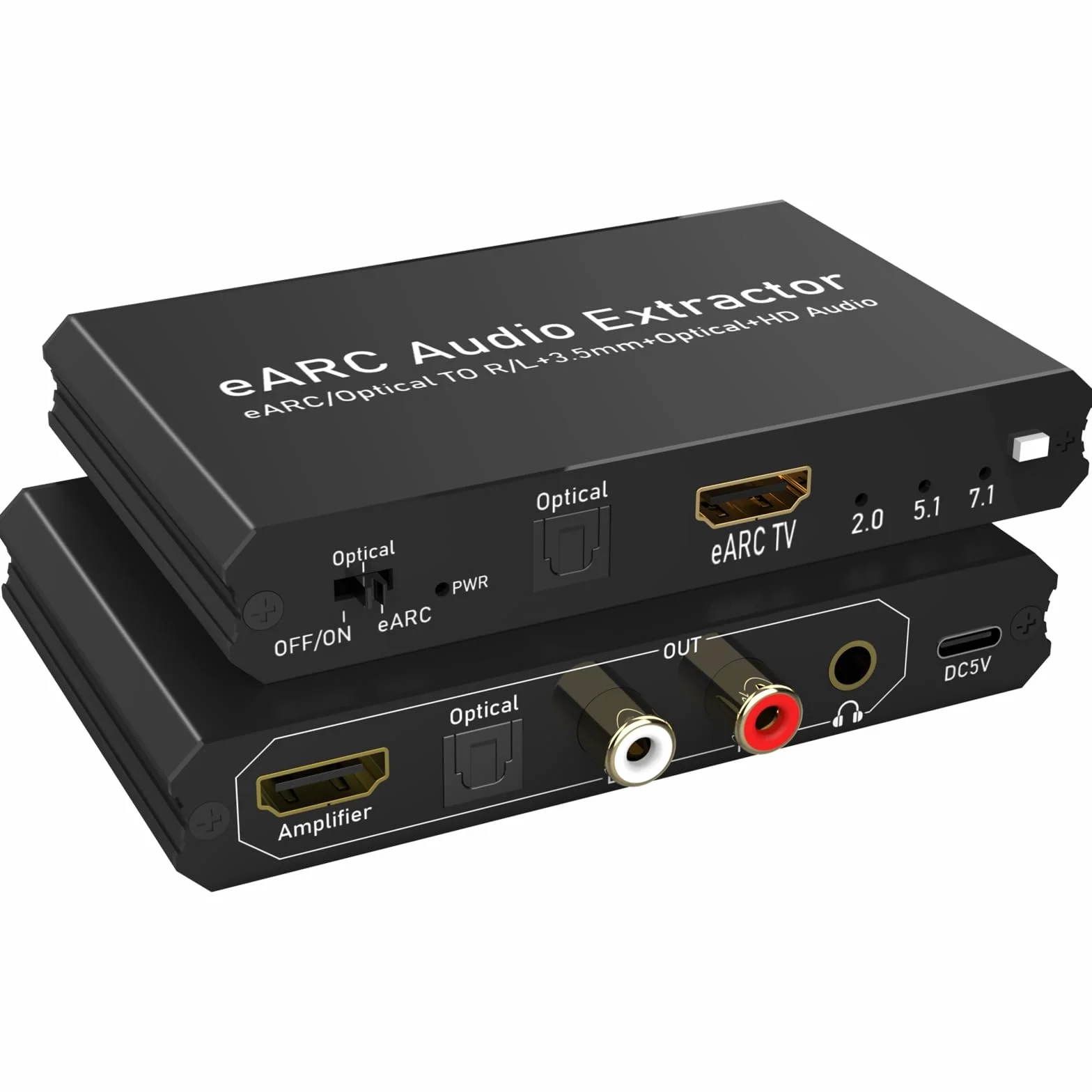 Tendak 192KHz eARC/ARC Audio Extractor, konwerter cyfrowo-analogowy, HDMI eARC/ARC + optyczny do HDMI + optyczny + L/R + 3,5 mm stereo do wzmacniacza głośników soundbara HDTV i słuchawek