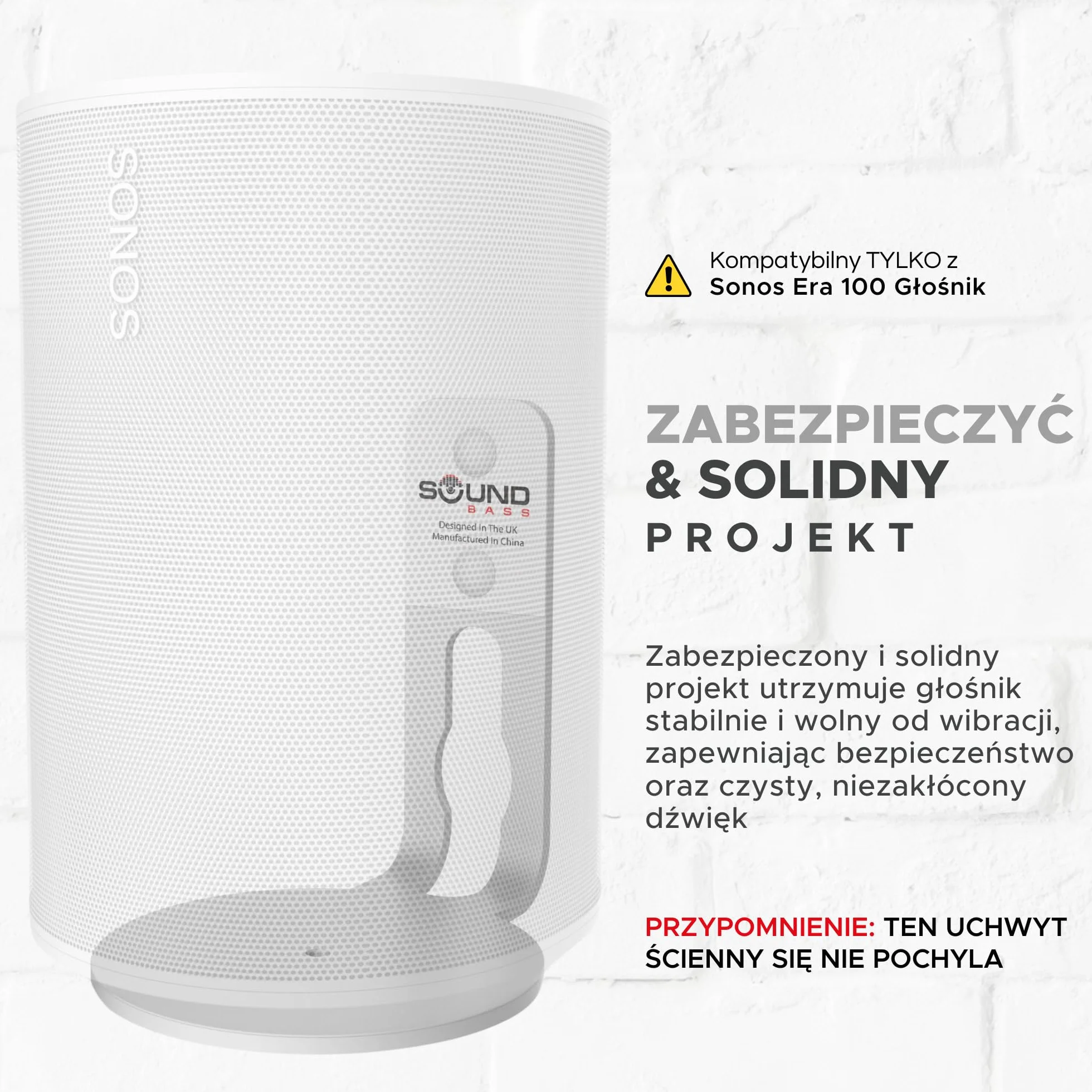 Uchwyt Ścienny Sonos ERA 100 Niski Profil Biały Zestaw Podwójny