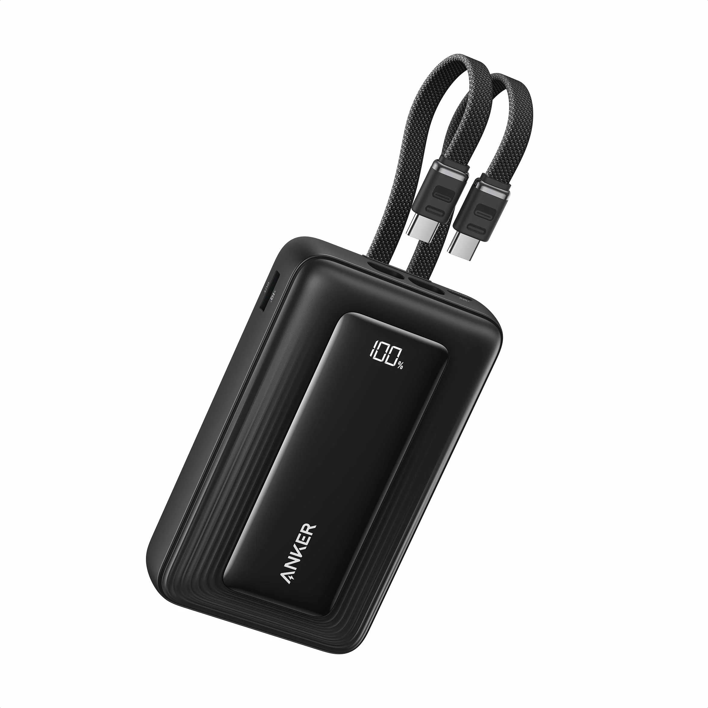 Anker Zolo Powerbank (Wersja 2025), Szybkie Ładowanie 45W, Power Bank 20 000 mAh, Dwa Wbudowane Kable USB-C, Port USB-C i USB-A, dla iPhone 17/16, Galaxy, MacBook i innych.