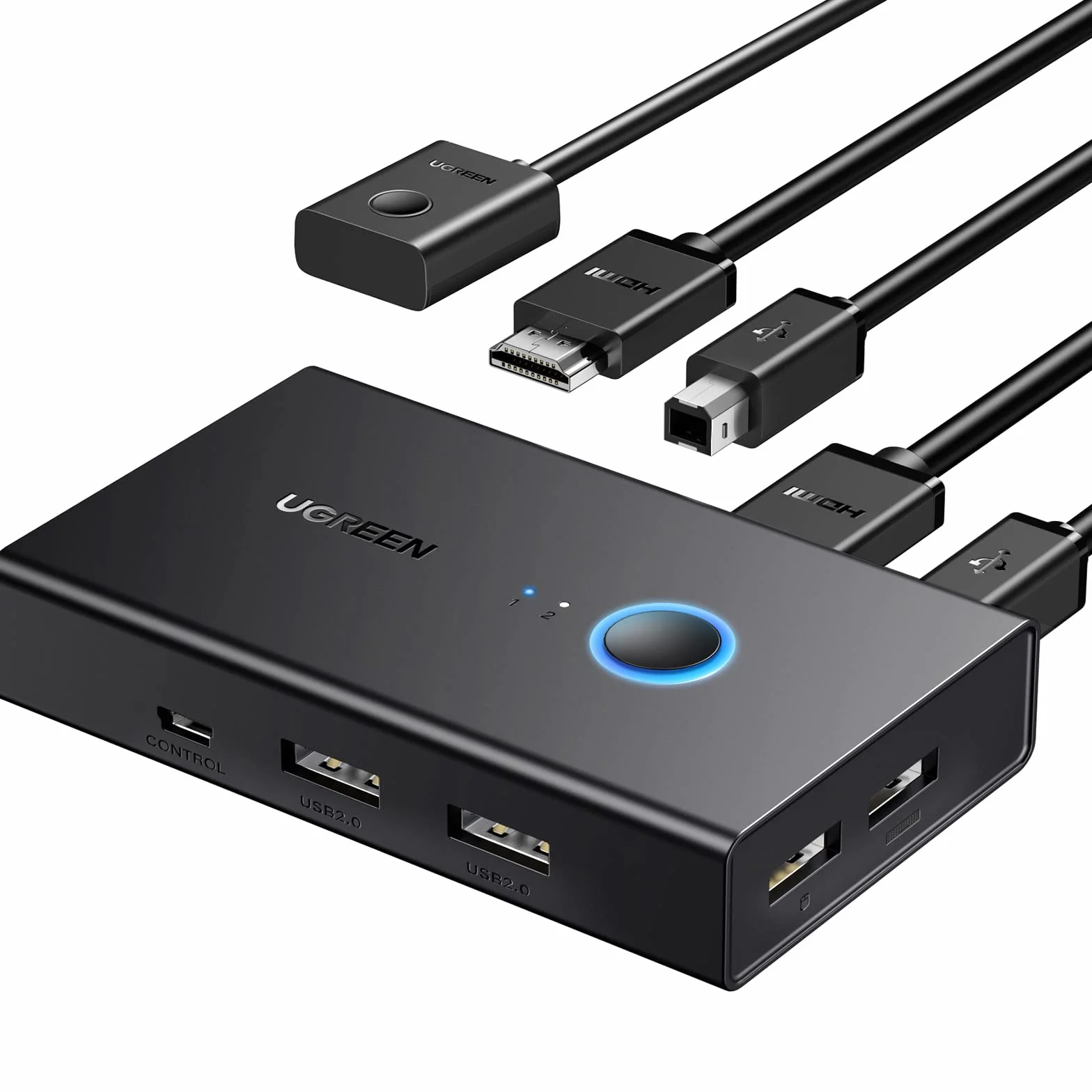 UGREEN Przełącznik KVM HDMI 4K 60 Hz 2 komputery 4 porty USB sterowanie biurkowe