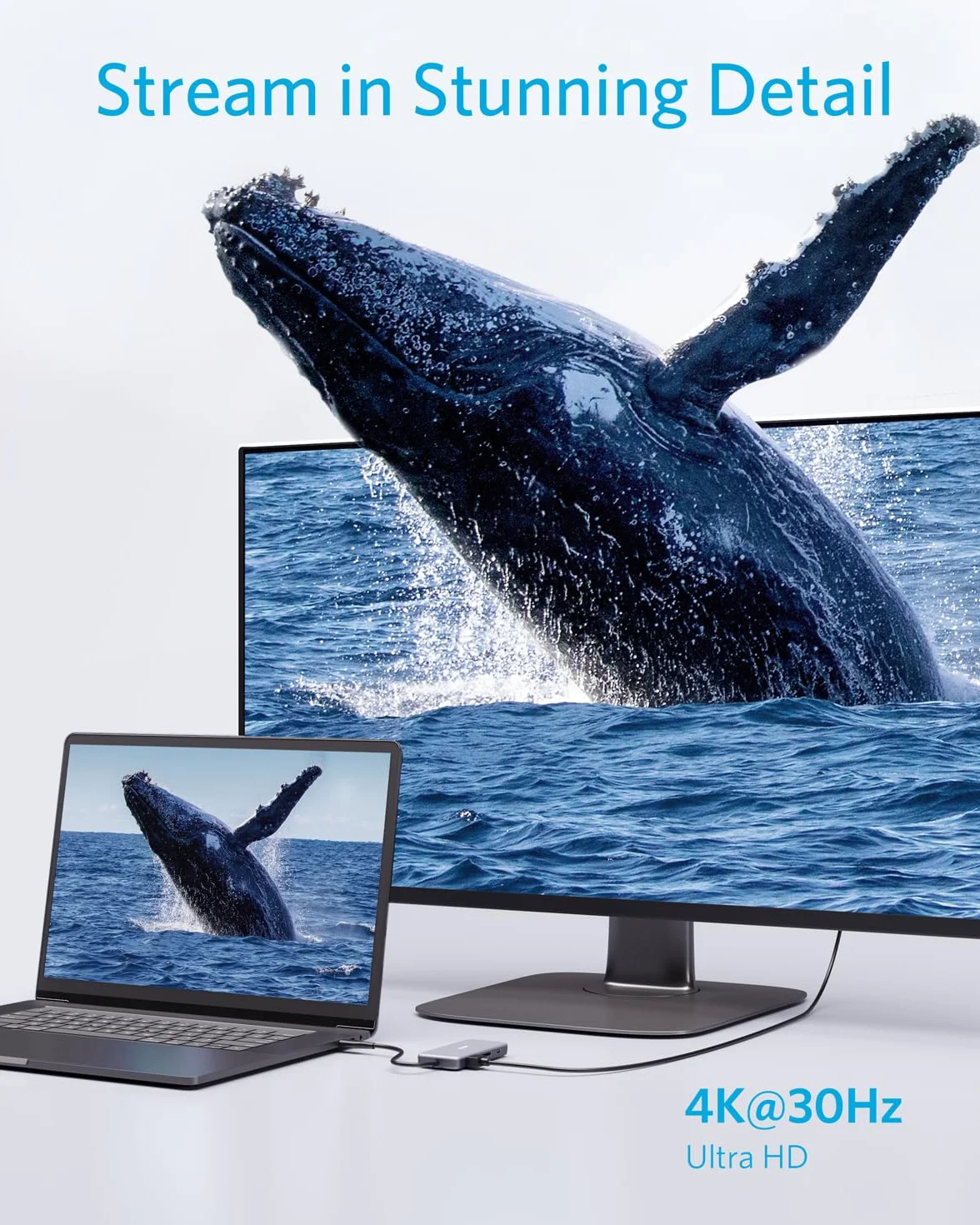Anker Hub USB C, PowerExpand+ adapter USB C 7 w 1, z wejściem 4K HDMI, zasilaniem 100 W, USB-C i dwoma portami danych USB-A 5 Gb/s, czytnik kart microSD i SD, do MacBook Air, MacBook Pro, XPS i więcej.
