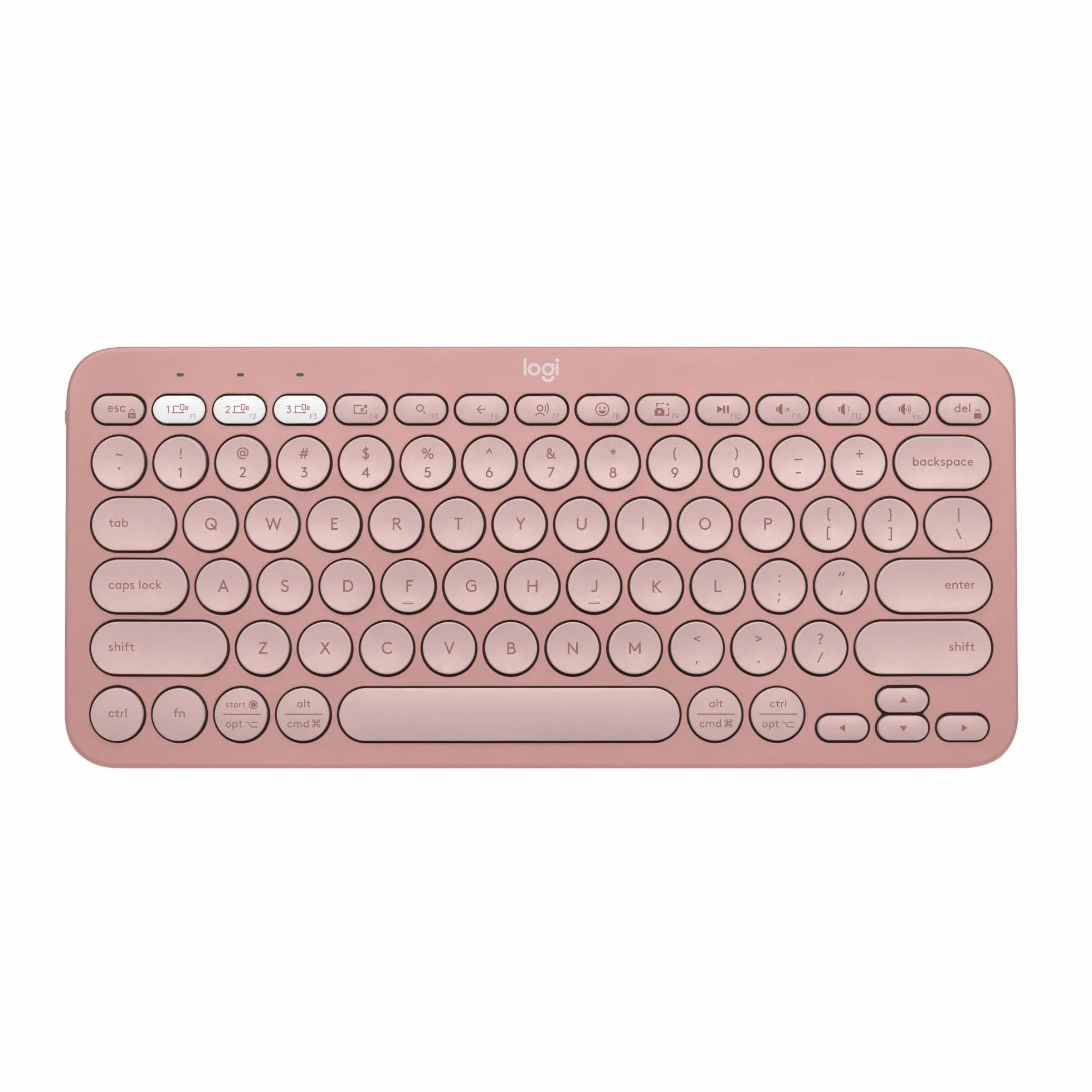 Logitech Pebble Keys 2 K380s, bezprzewodowa klawiatura Bluetooth do wielu urządzeń z ustawianymi skrótami, smukła, przenośna, przełączanie, Windows, macOS, iPadOS, Android, Chrome OS, QWERTY US-Różowy
