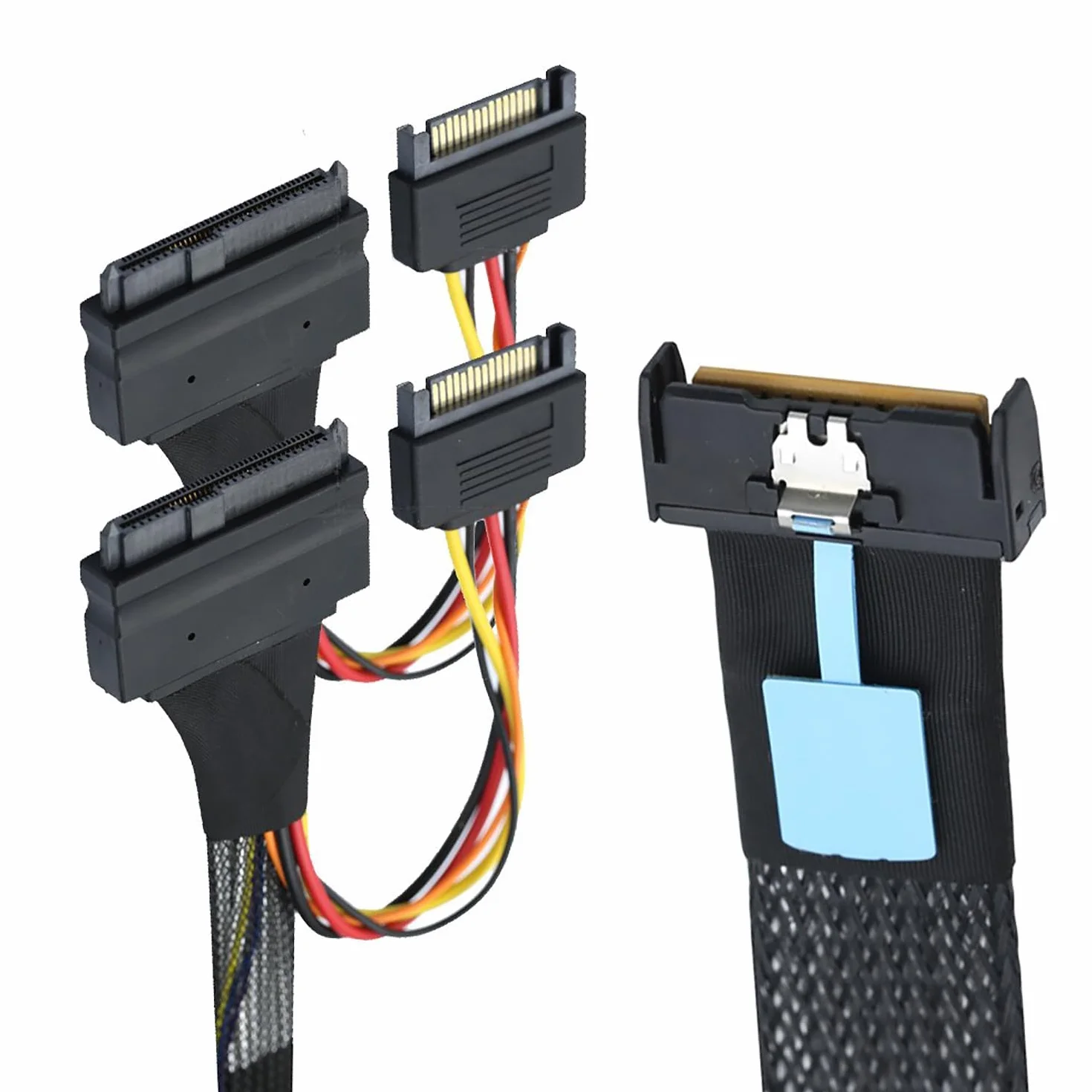 PCIE Gen 5.0 Slimline SAS MCIO 8i 8X 74P do 2XSFF 8639+15P kable połączeń danych z serwerem (0,5 m)