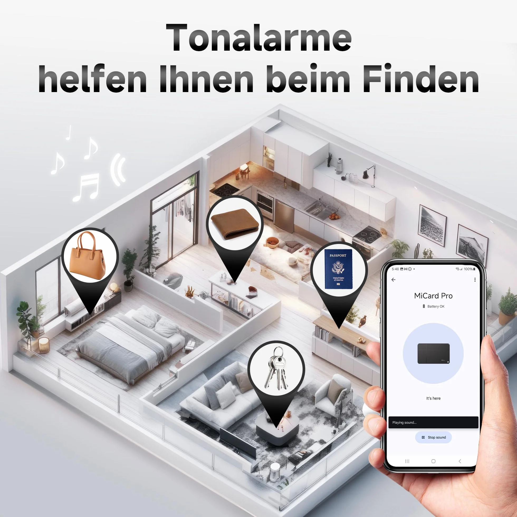 MiLi MiCard Lokalizator NFC z bezprzewodowym ładowaniem dla Androida, Google Znajdź moje urządzenie
