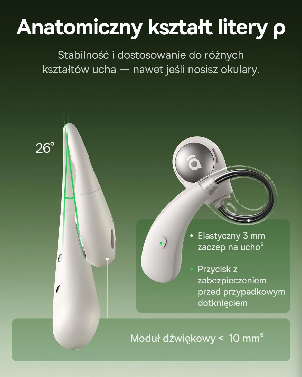 Baseus Eli Sport2 Open Ear słuchawki douszne, słuchawki sportowe, z krzywą komfortu S, 45 h Playtime, SuperBass 2.0, IPX7, Bluetooth 6.0, 4-Mic KI, słuchawki sportowe do biegania