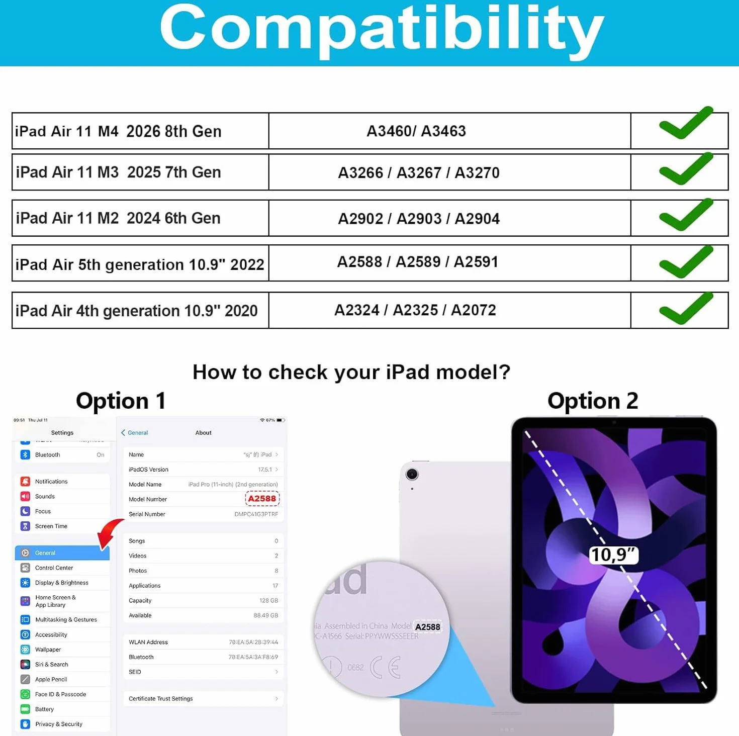 Etui z klawiaturą do iPada Air 4 | Air 5 | Air 11 cali (M2) | Air 11 cali (M3) | Air 11 cali (M4), obracany o 360 stopni touchpad, podświetlana klawiatura