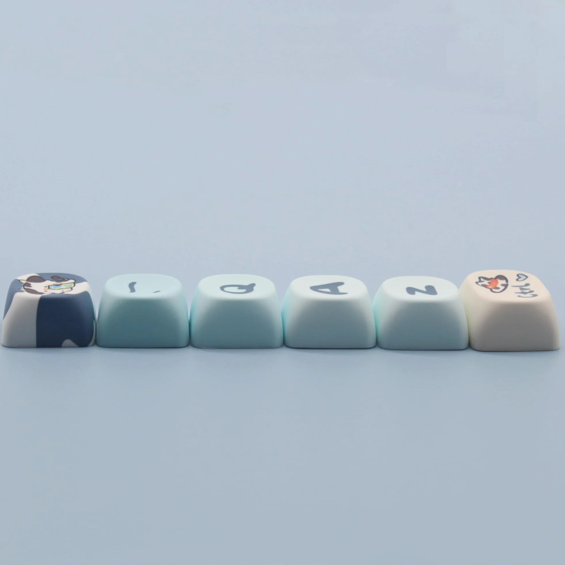 MOA Shape Keycaps - Cute Cow Custom 142 klawisze PBT kolorowy zestaw do klawiatur mechanicznych (niebieska krowa)