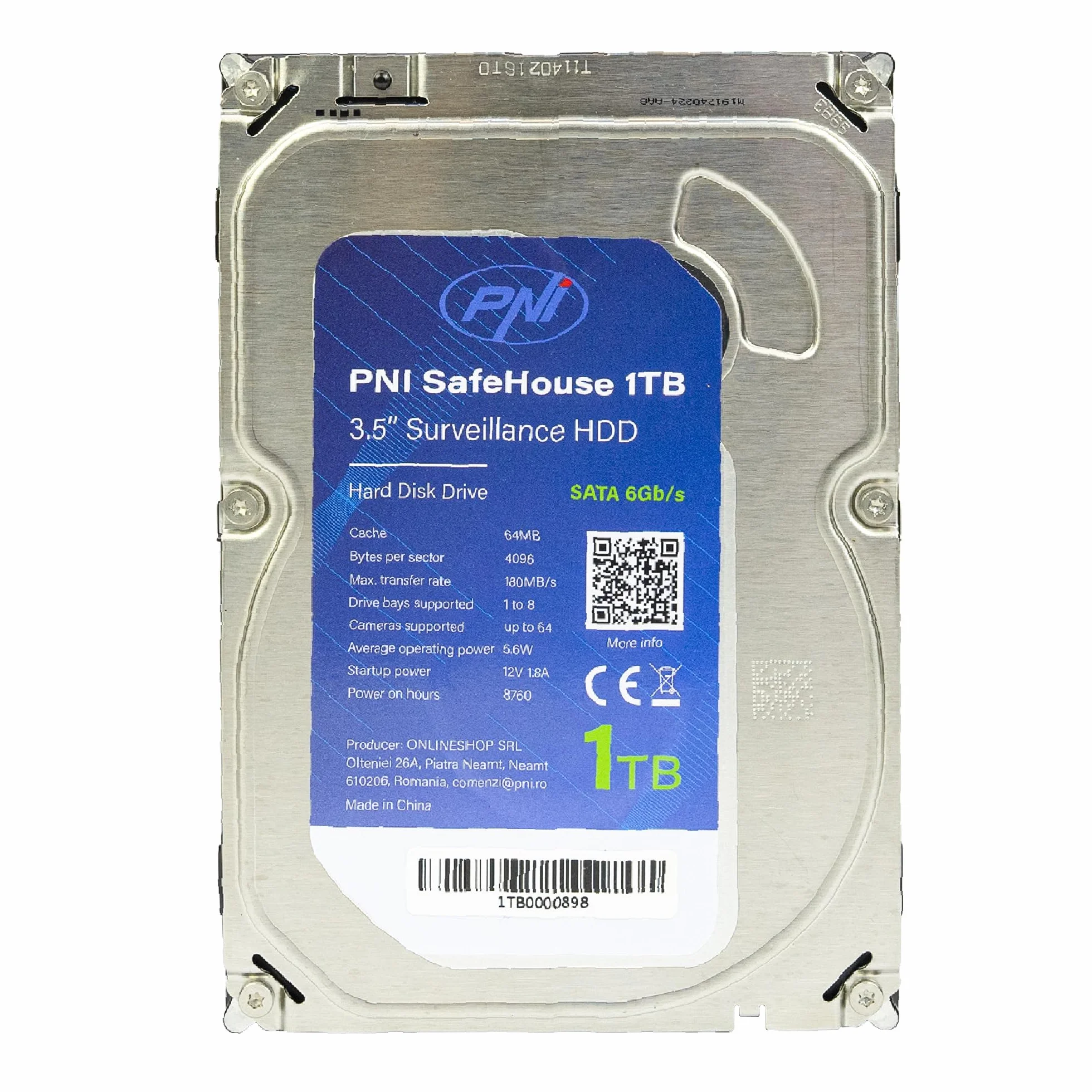 PNI Wewnętrzny dysk twardy SafeHouse 1 TB, 8.9 cm HDD, CCTV, 64 MB, do systemów nadzoru