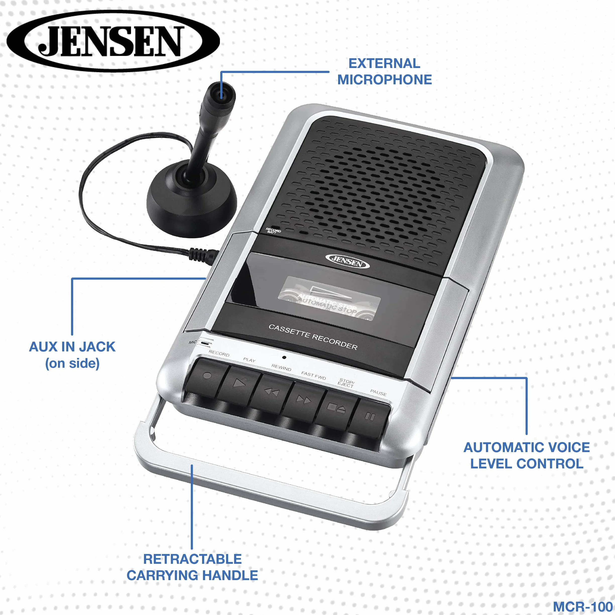 Jensen MCR-100 cassette recorder player