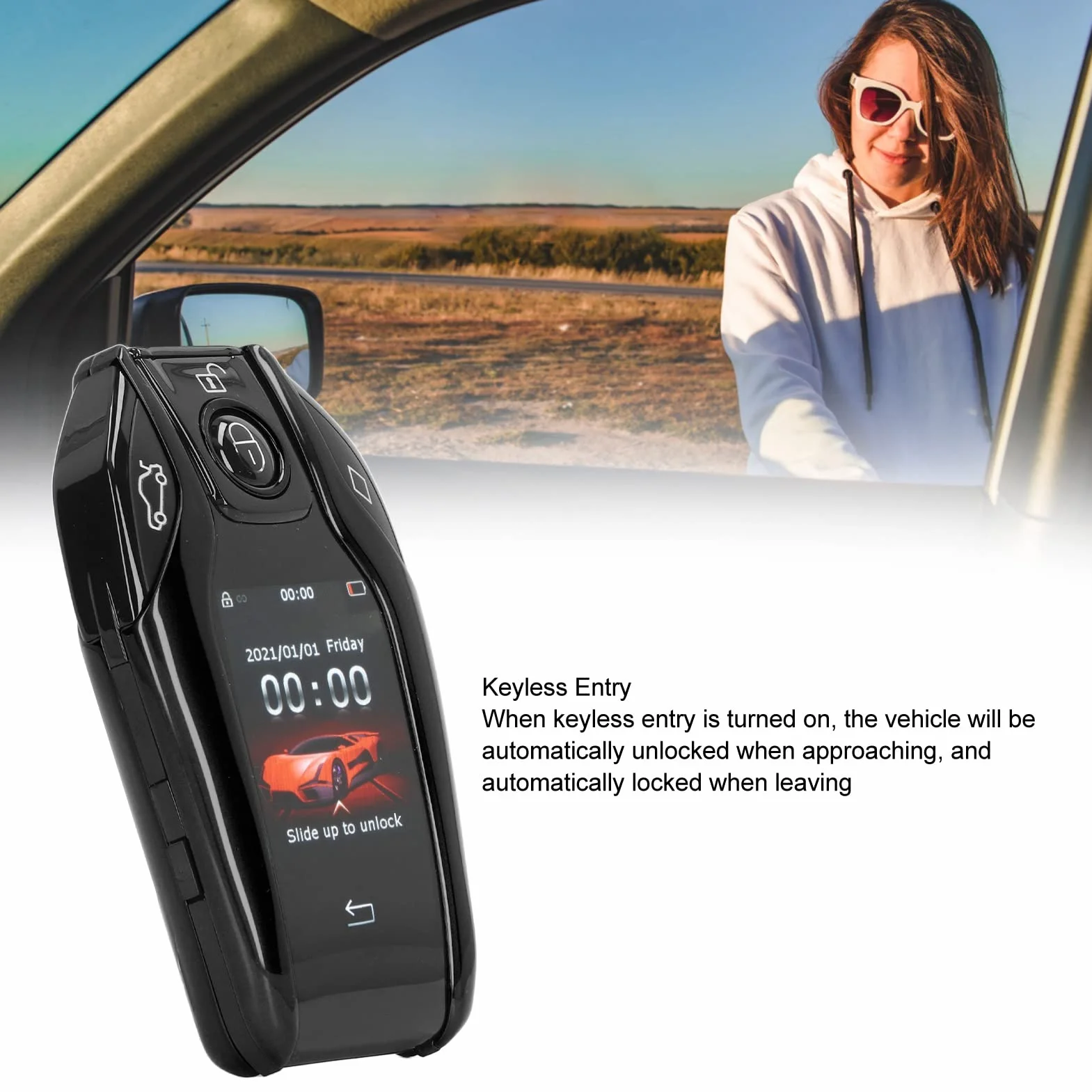TK800 Ekran LCD Inteligentny Klucz Zdalne Wejście Bez Klucza Czarny