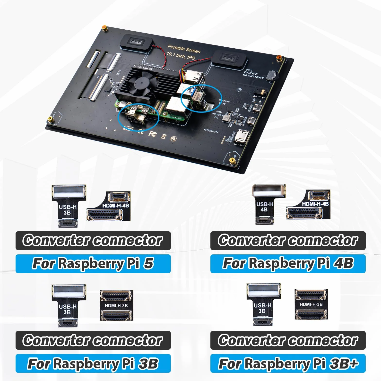 GeeekPi 10,1-calowy pojemnościowy ekran dotykowy do Raspberry Pi 5, monitor HDMI IPS 1280X800 z podwójnym głośnikiem do Raspberry Pi 4B/3B+/3B, z montażem do instalacji płytki Pi