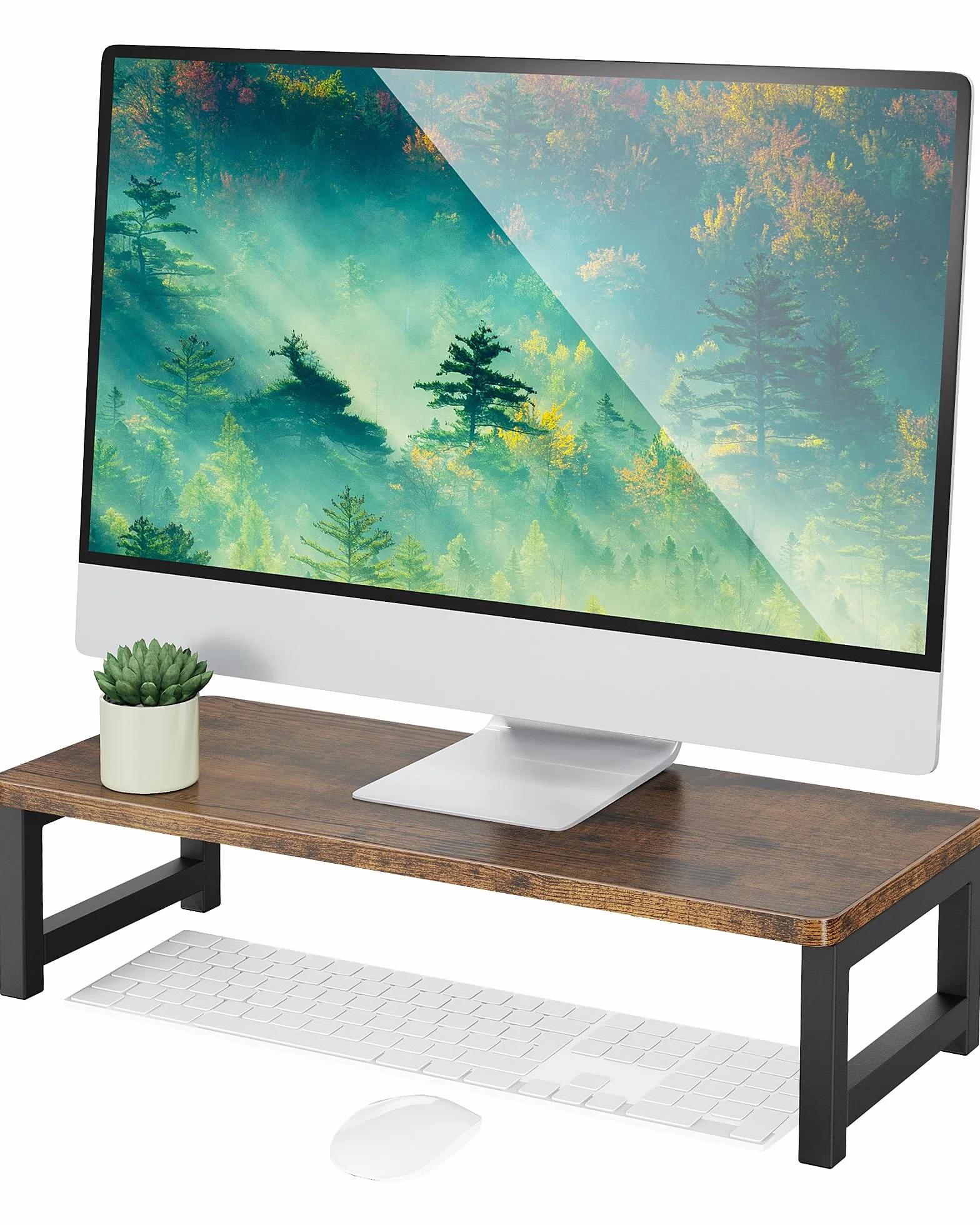 OROPY Stojak na monitor drewniany vintage 55x23x14 cm ciemnobrązowy