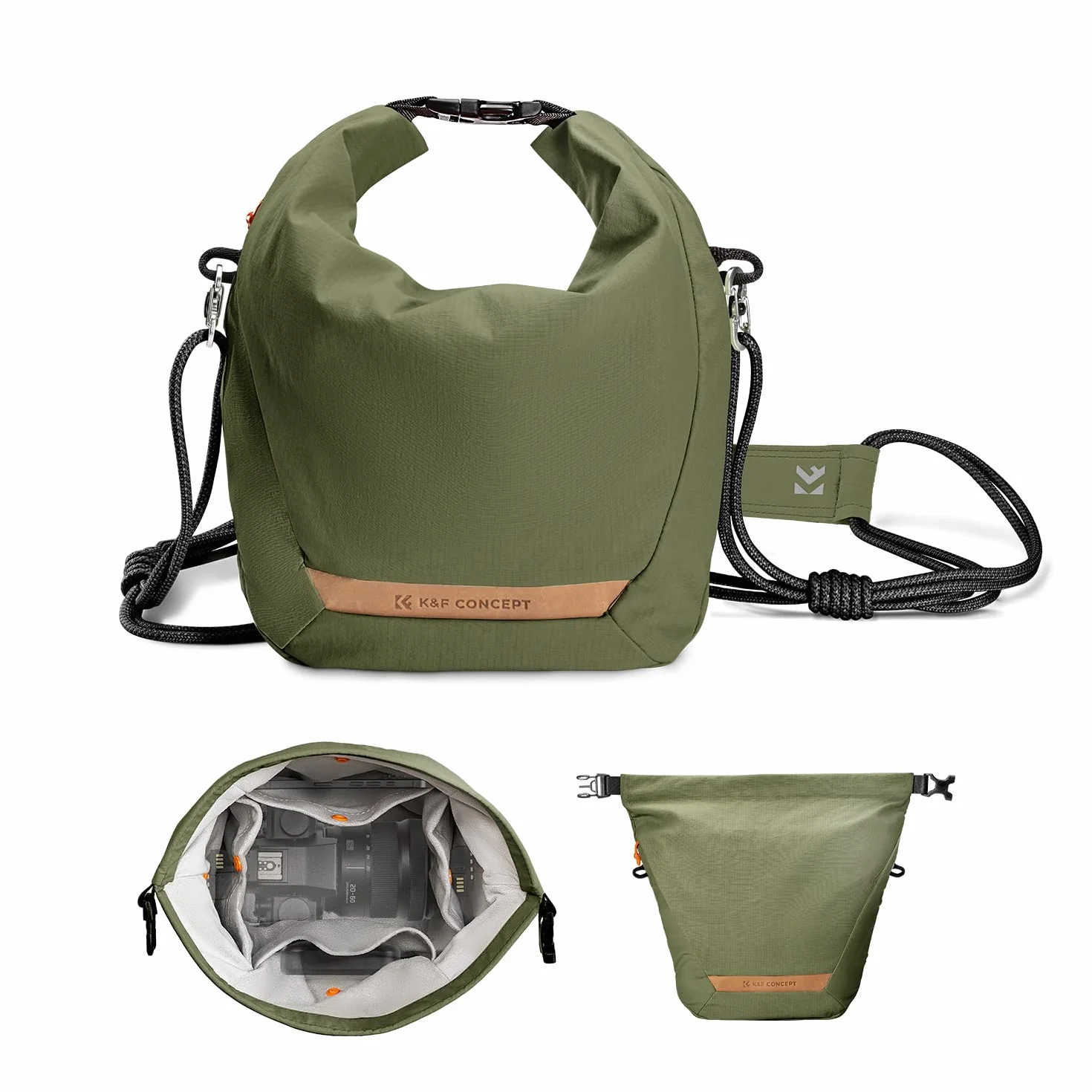 K&F CONCEPT Torba na aparat pomarańczowa zielona 32x10x28 cm ręcznie noszona lekka