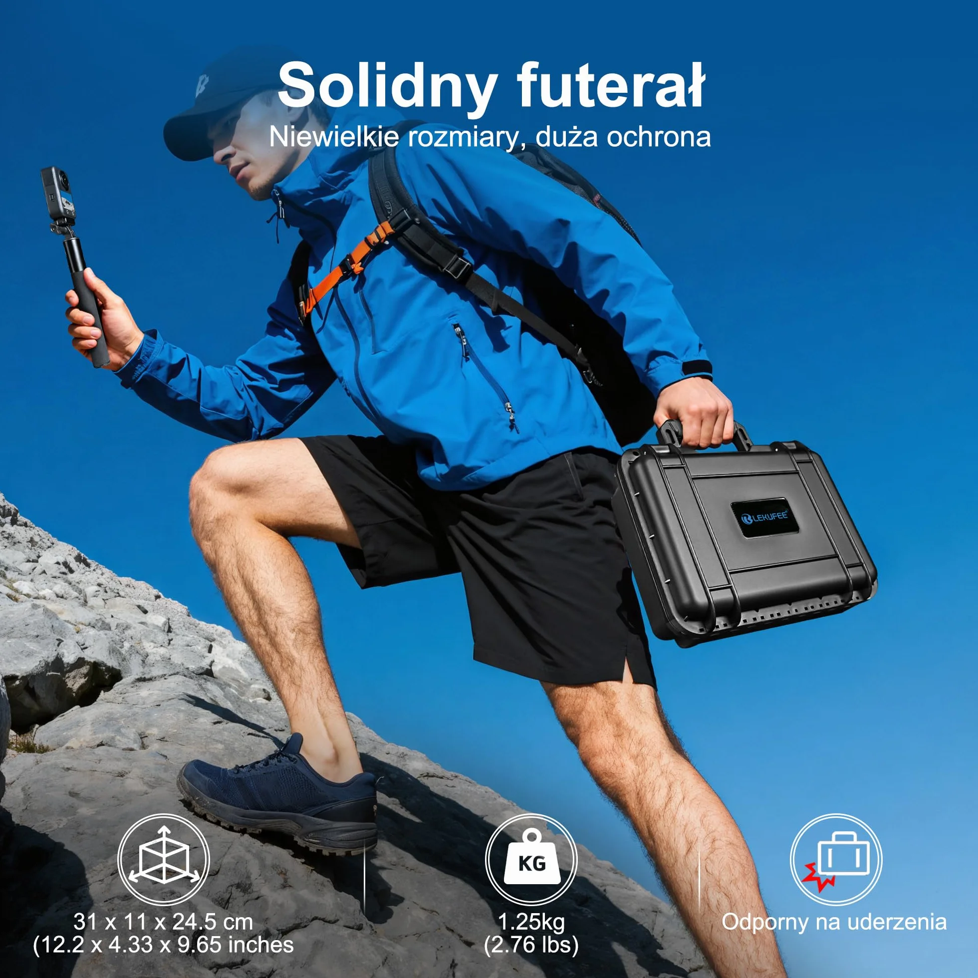 Lekufee Wodoodporna Twarda Walizka dla DJI Osmo 360, Adventure Combo, Bateria, Osmo Selfie Stick, Etui Ładujące DJI Mic 3/2/Mic Mini i Inne Akcesoria (Tylko Walizka)