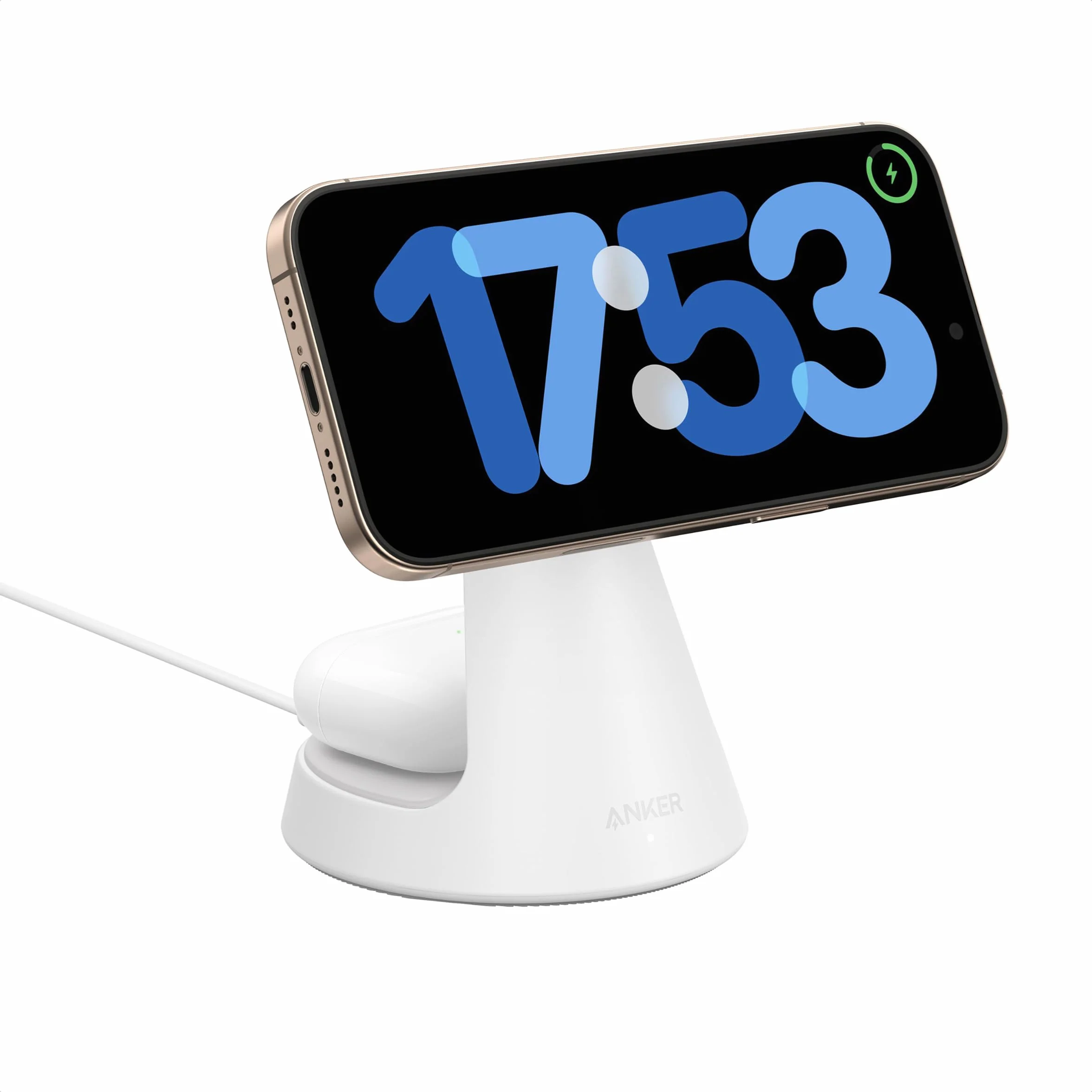 Ładowarka Anker MagGo MagSafe kompatybilna z 2 w 1, certyfikat Qi2, podstawka do szybkiego ładowania 15 W, regulowana i stabilna, do iPhone'ów 16/15/14/13/12, AirPods Pro i innych (bez zasilacza)