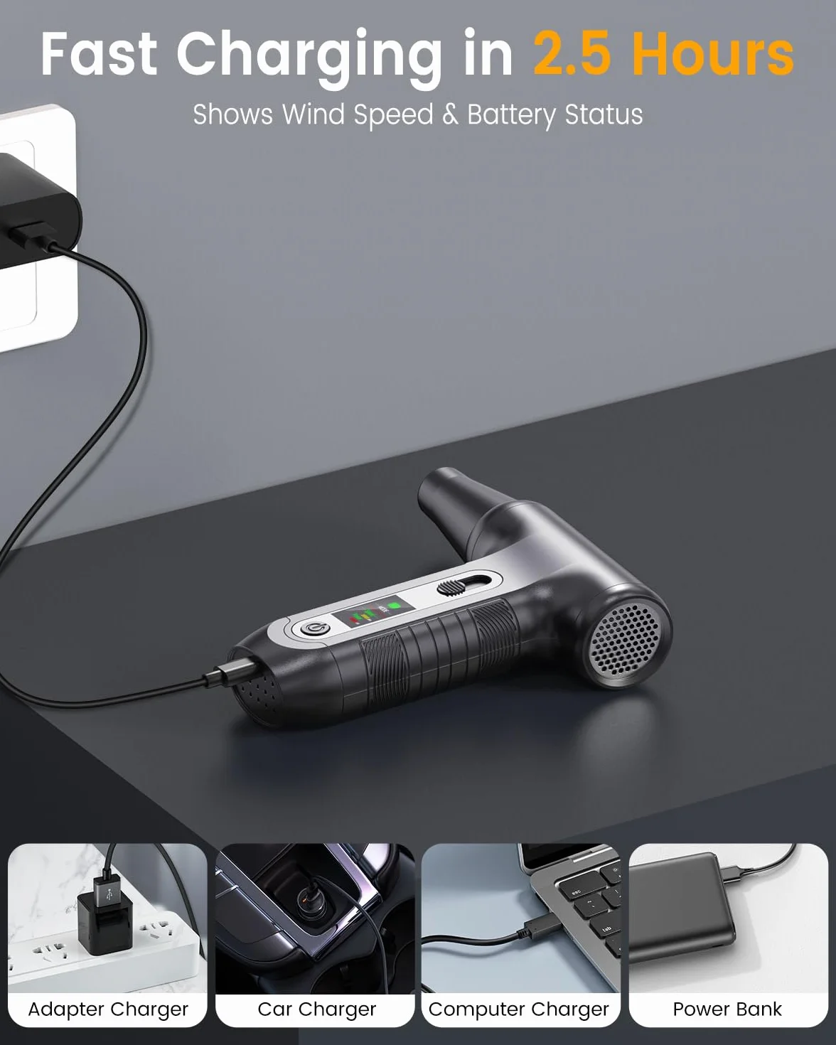 Elektryczna dmuchawa do kurzu z wyświetlaczem HD – Electric Air Duster 20 0000 obr./min ze światłem LED, mini dmuchawa z akumulatorem, sprężone powietrze do czyszczenia PC, dmuchawa powietrza do