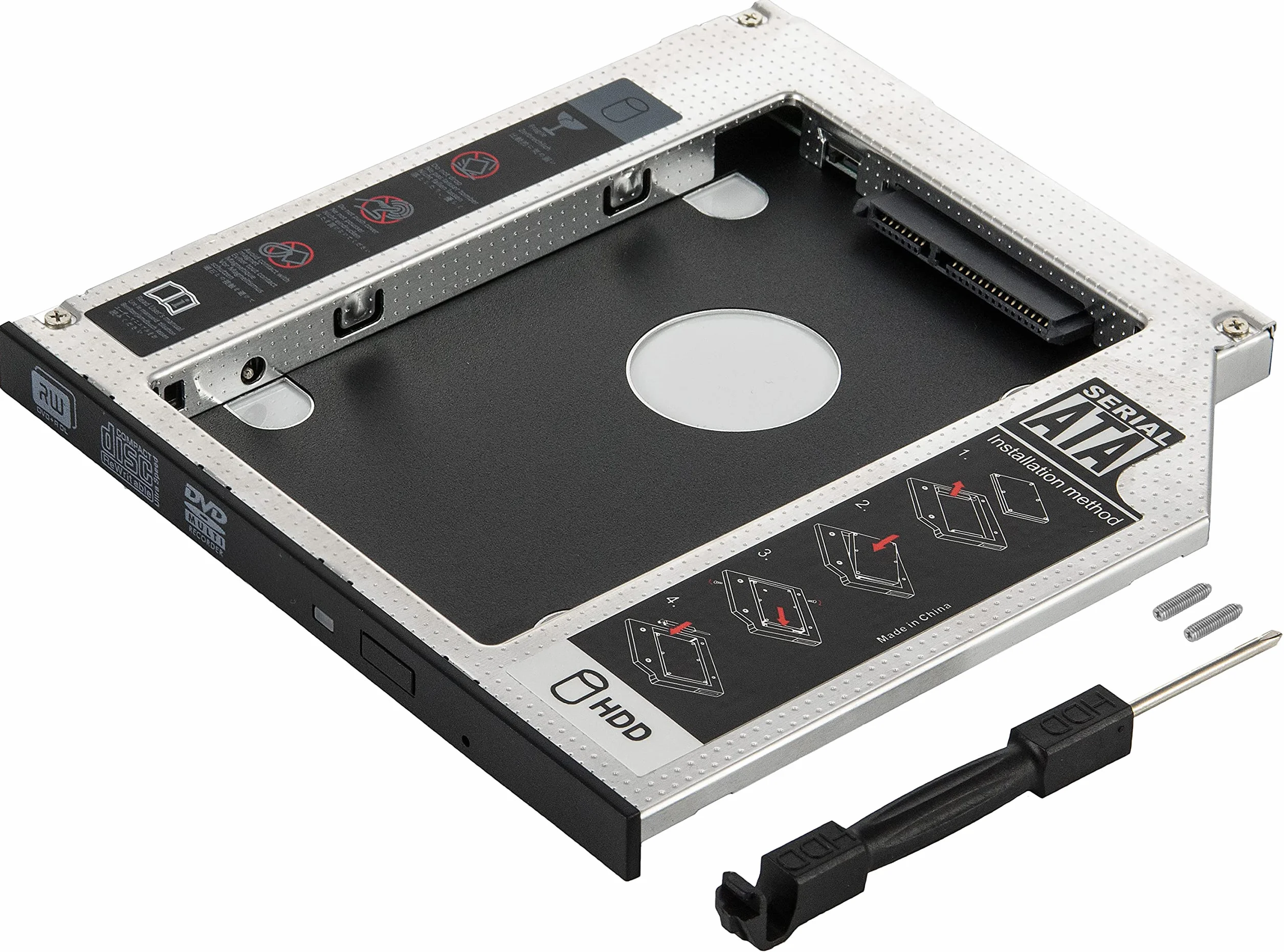 Poppstar rama napędu do dysku twardego SSD/HDD 2,5” (7 mm, 9,5 mm), we wnęce dysków CD-DVD SATA 3 (do notebooka, laptopa), rama napędu, zestaw do przebudowy