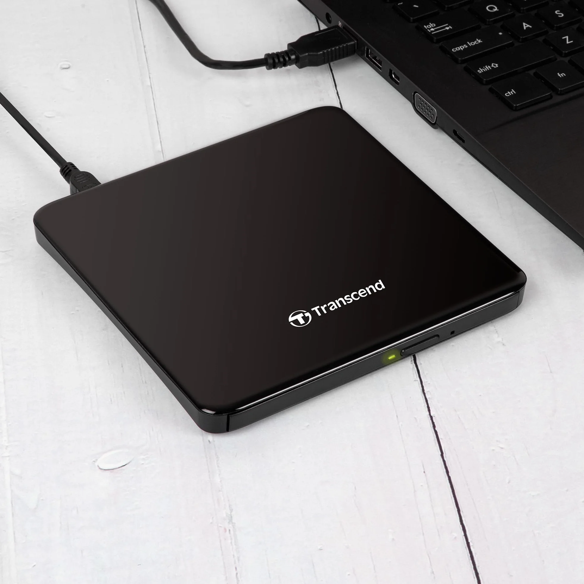 Transcend Zewnętrzny napęd DVD USB Type-A CD DVD +/- RW Napęd optyczny Burner Slim do laptopa/komputera stacjonarnego (TS8XDVDS-K) Czarny