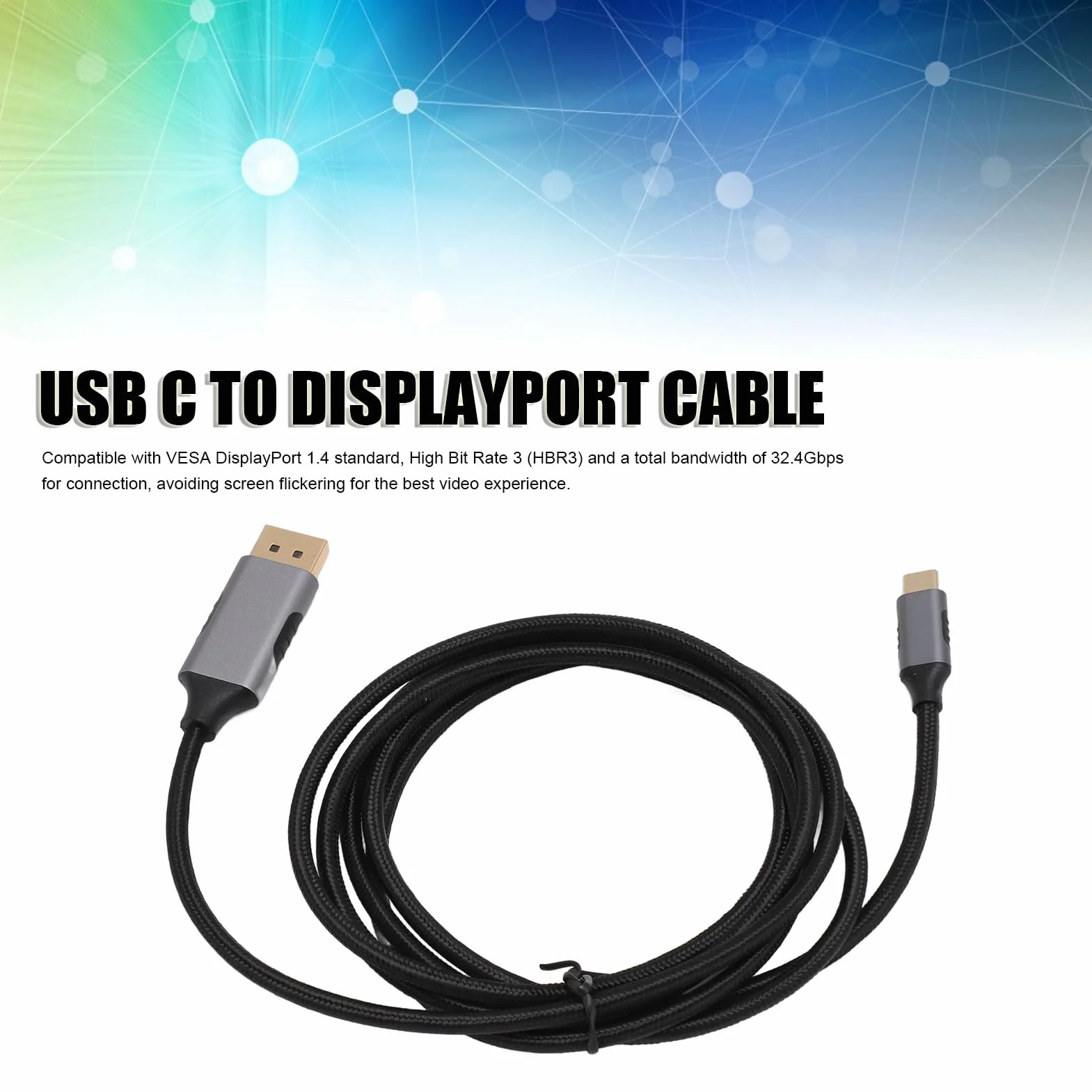 Kabel USB C do DisplayPort 1.4, Kabel 8K 60 Hz Typu C do DP 1.4, z HBR3, DSC, FEC, HDCP 2.2, Kabel USB Typu C do DisplayPort 1.4 do Laptopa Telefon Komórkowy 5,9 Stopy