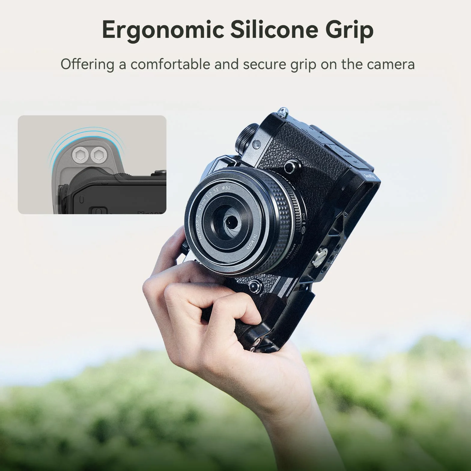 SMALLRIG Z f Handgrip L-Shape Grip dla Nikon Aparatu z Ergonomicznym Silikonowym Uchwytem, Wbudowaną Płytką Szybkiego Zwalniania dla Arca do Szybkiego Włączania Statywu/Fotografowania z Ręki - 4262