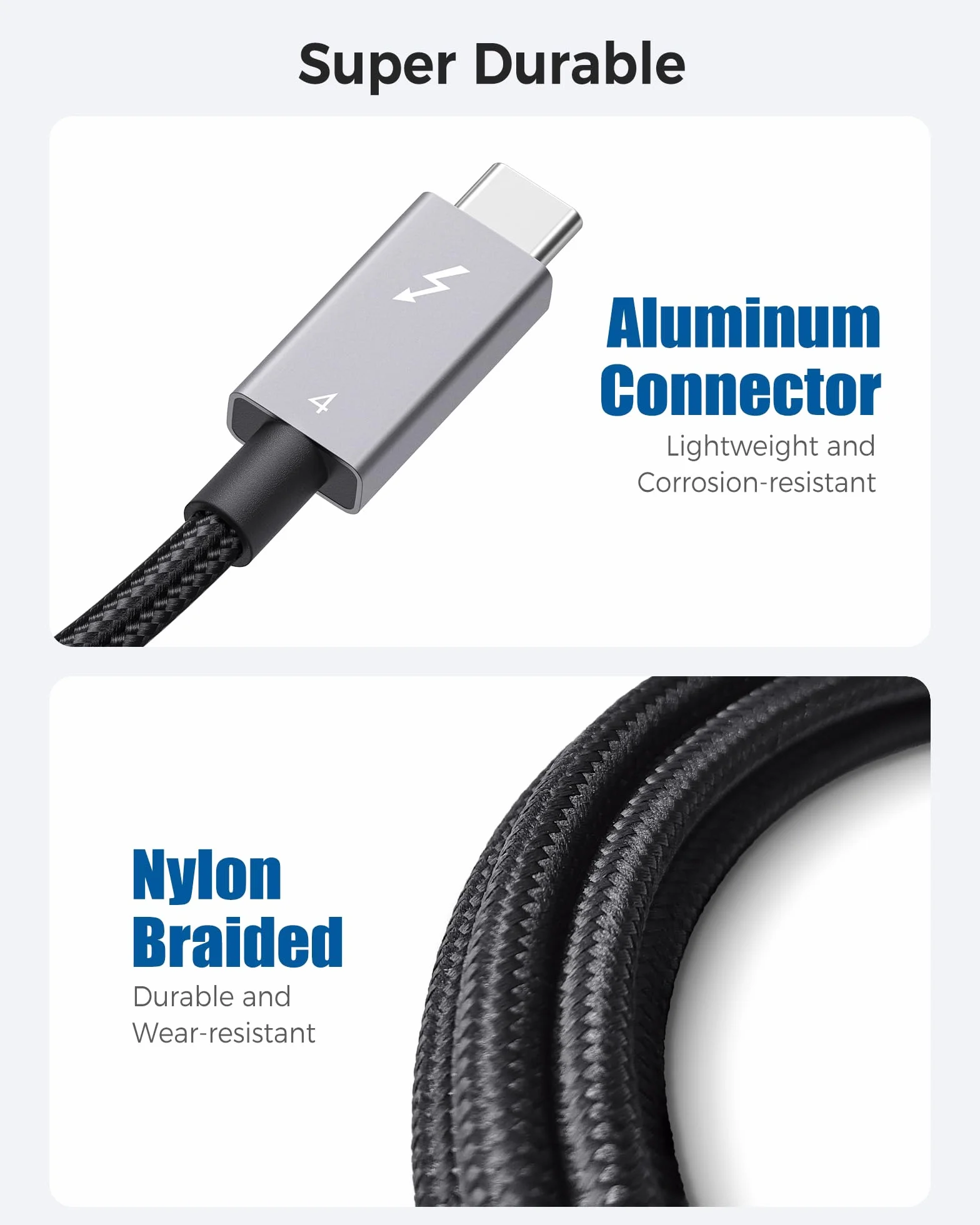 Certyfikat Intel: Cable Matters Pleciony kabel Thunderbolt 4 40 Gb/s, 1 m, czarny, z zasilaniem ładowania 240 W i wideo 8K - w pełni kompatybilny z Thunderbolt 3, USB 4 do Apple MacBook Pro, iMac