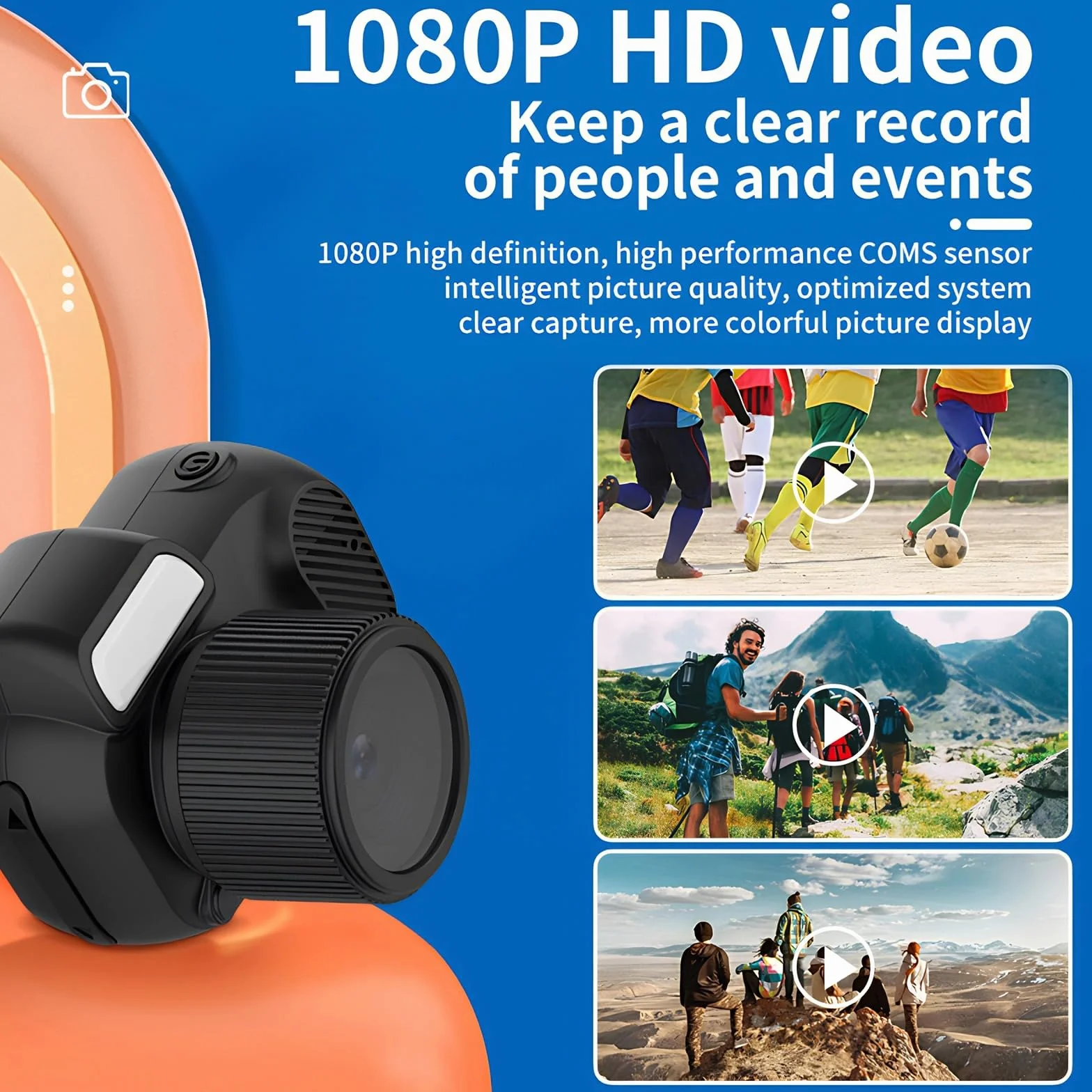 Mini Aparat Cyfrowy z Ekranem LCD Pełna rozdzielczość 1080P 2 MP 100 Minut Żywotność Baterii CMOS Mały Kompaktowy Przenośny Rejestrator Wideo z Paskiem na Nadgarstek