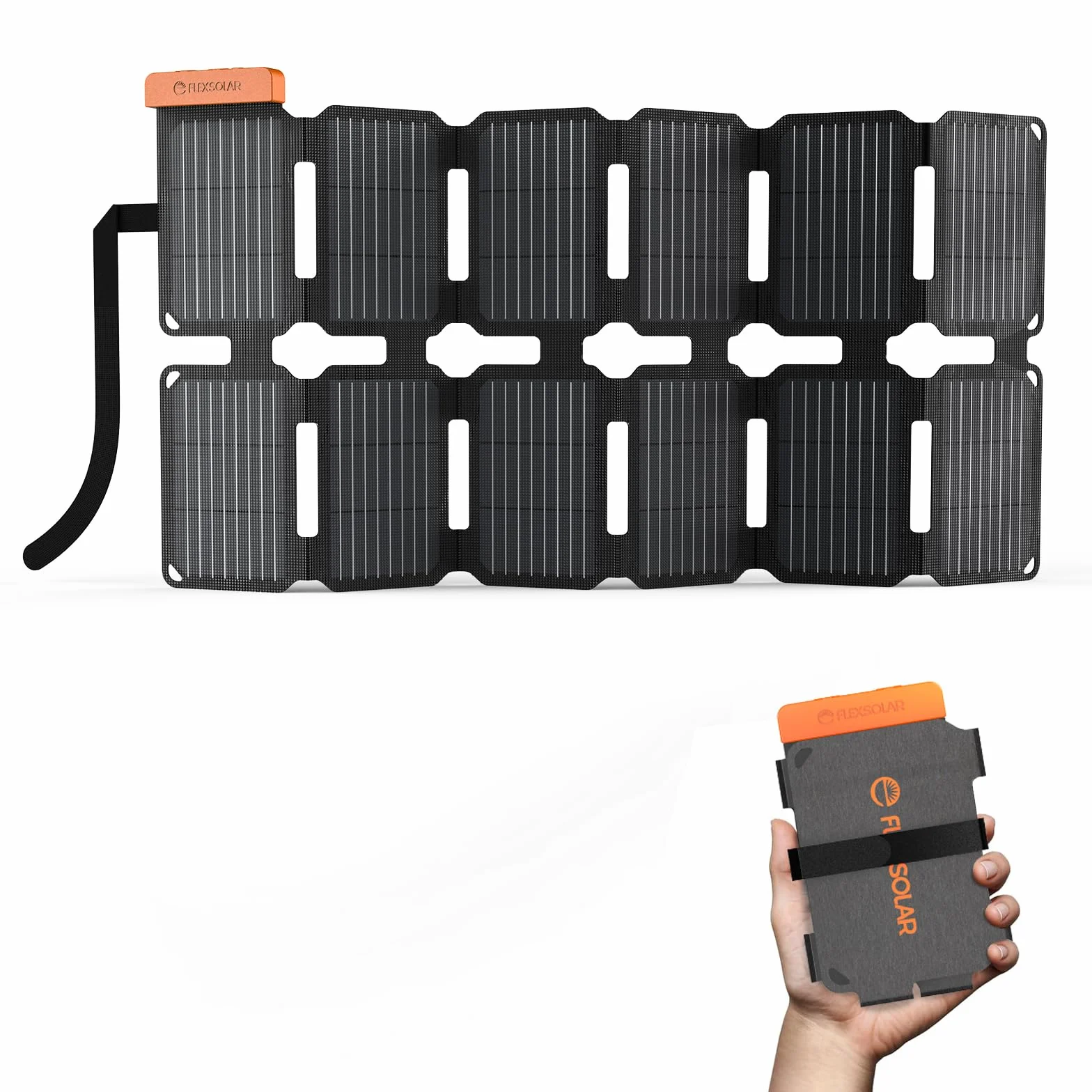 Flexsolar Mini składana ładowarka solarna 36 W, wodoszczelny, panel słoneczny z filmu E, USB-A/USB-C/DC